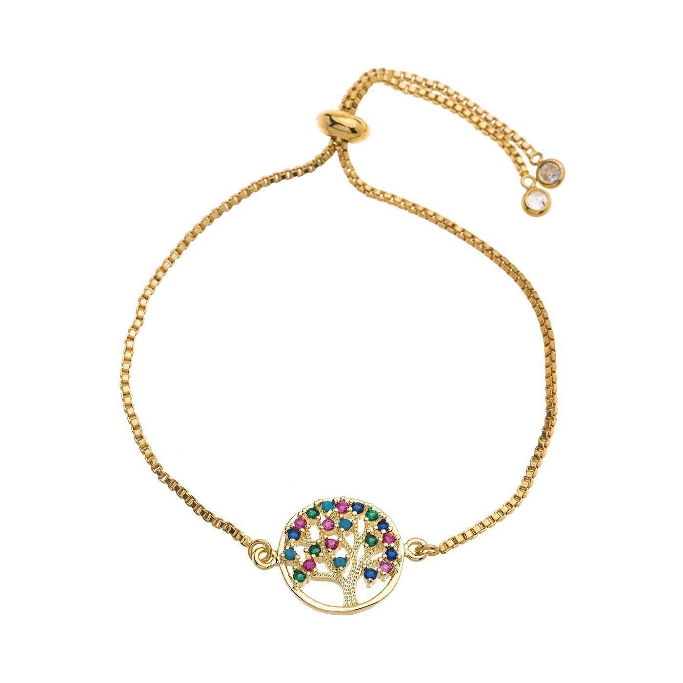 Brazalete Árbol de la Vida Baño de  Oro Micro Pave Sara K Joyas -0