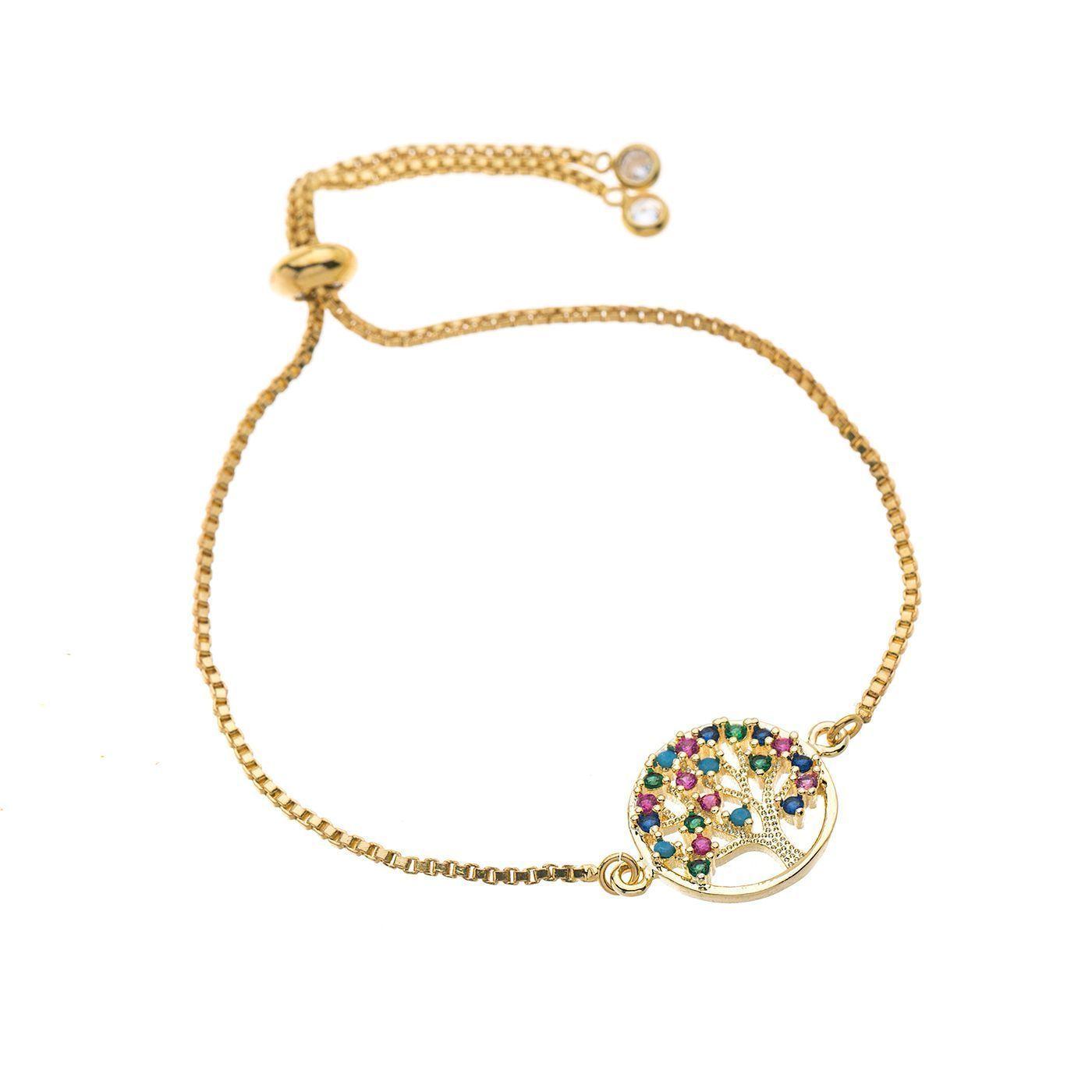 Brazalete Árbol de la Vida Baño de  Oro Micro Pave Sara K Joyas -1