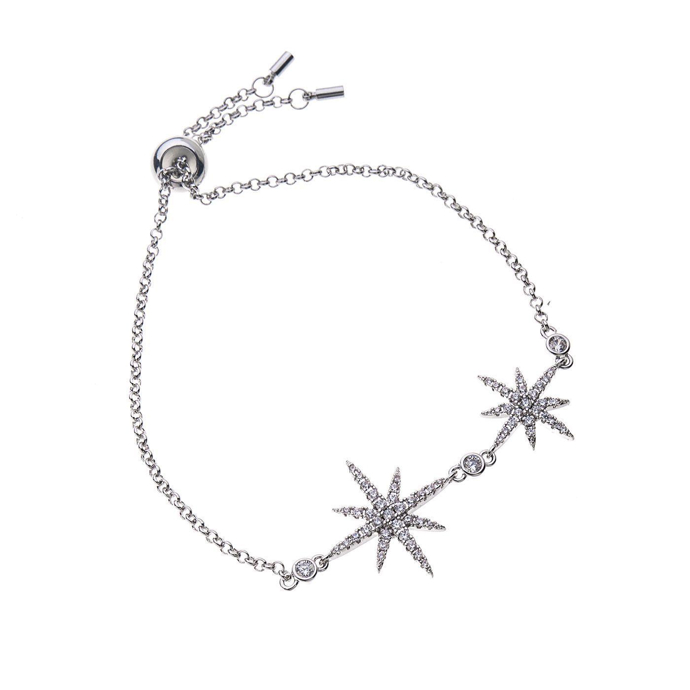 Brazalete Estrellas Baño de Rodio Micro Pave Sara K Joyas -1