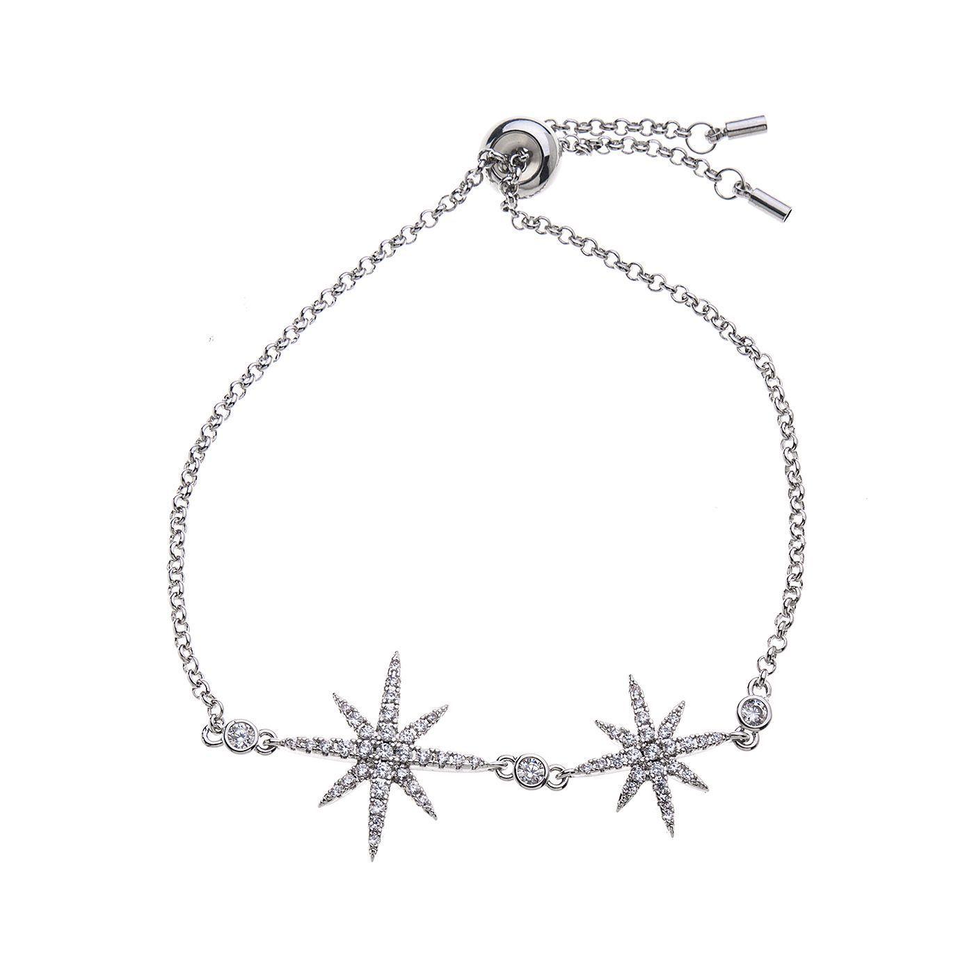 Brazalete Estrellas Baño de Rodio Micro Pave Sara K Joyas -0