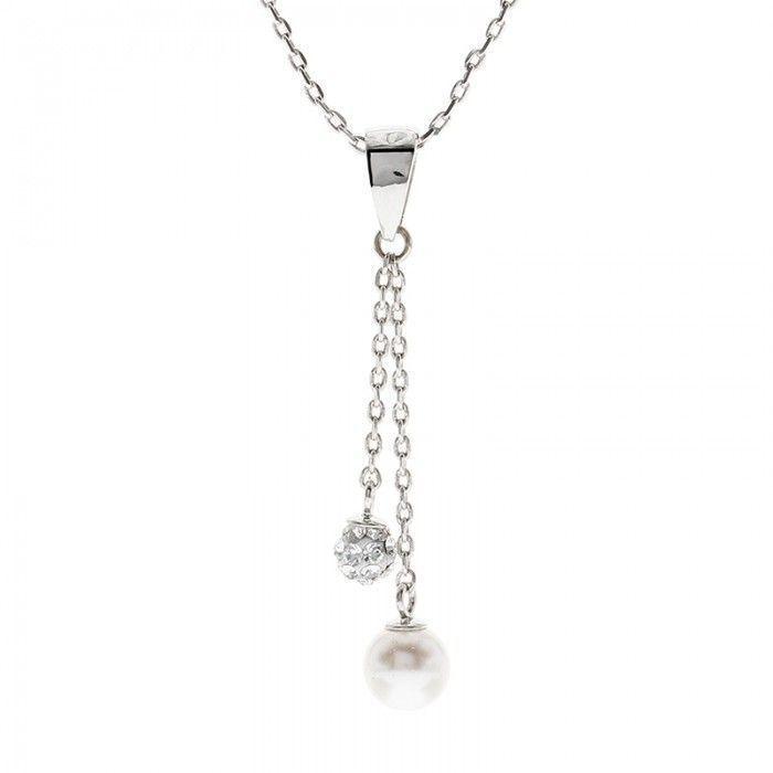 Colgante Pearl & Shine Baño de Rodio Cristal Swarovski Sara K Joyas -0