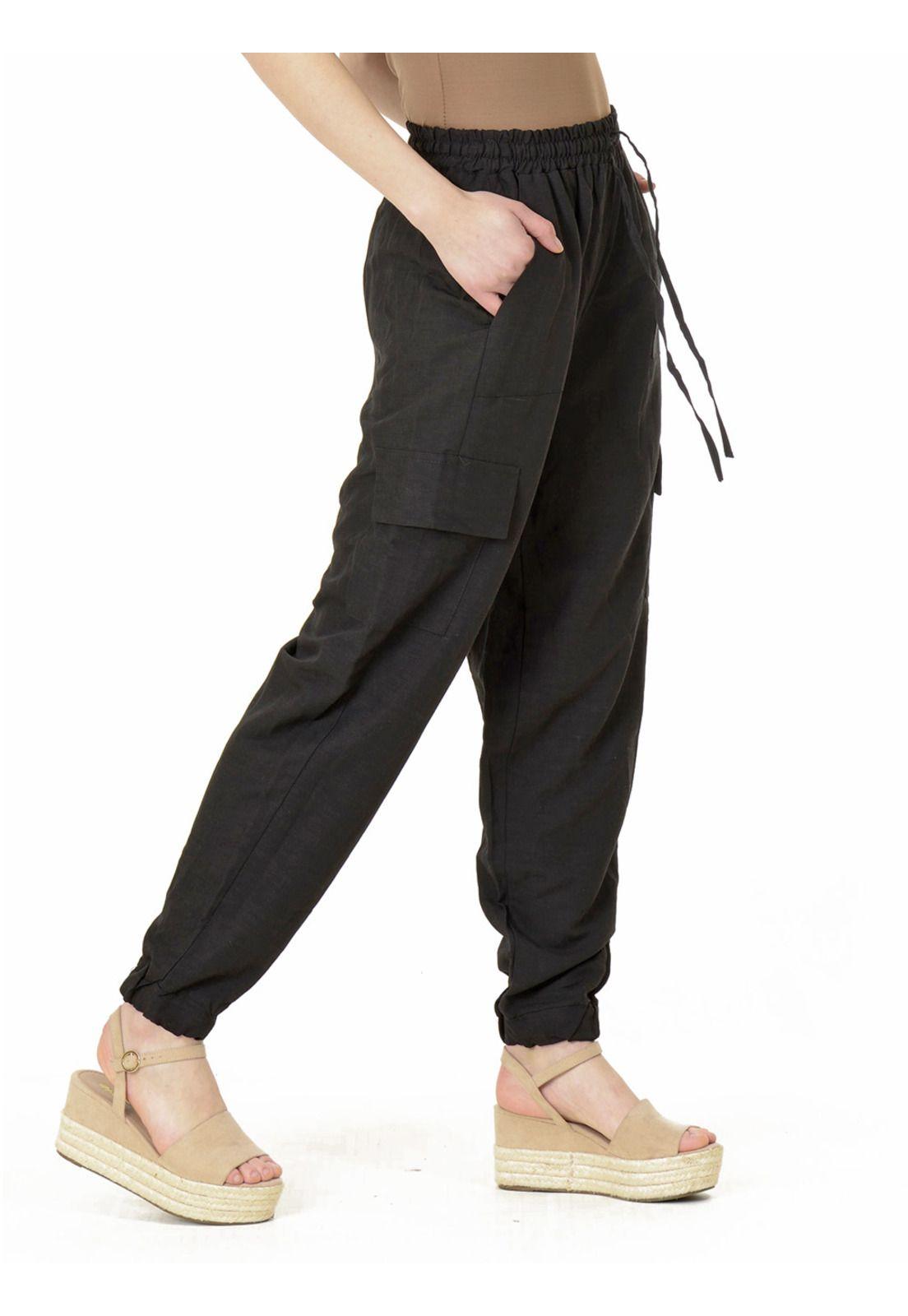Pantalón Bombacho Liso Italiano Negro-2