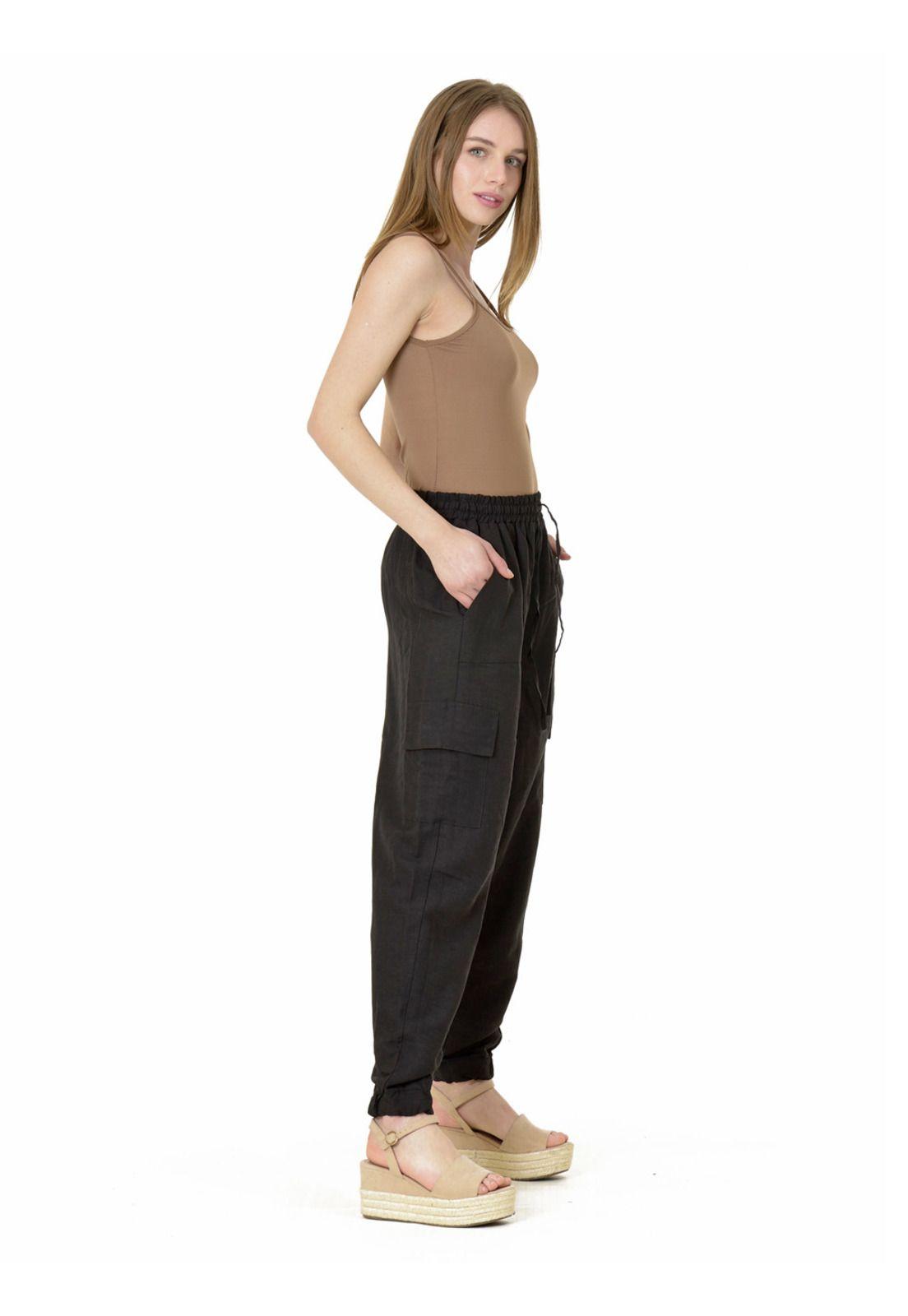 Pantalón Bombacho Liso Italiano Negro-3