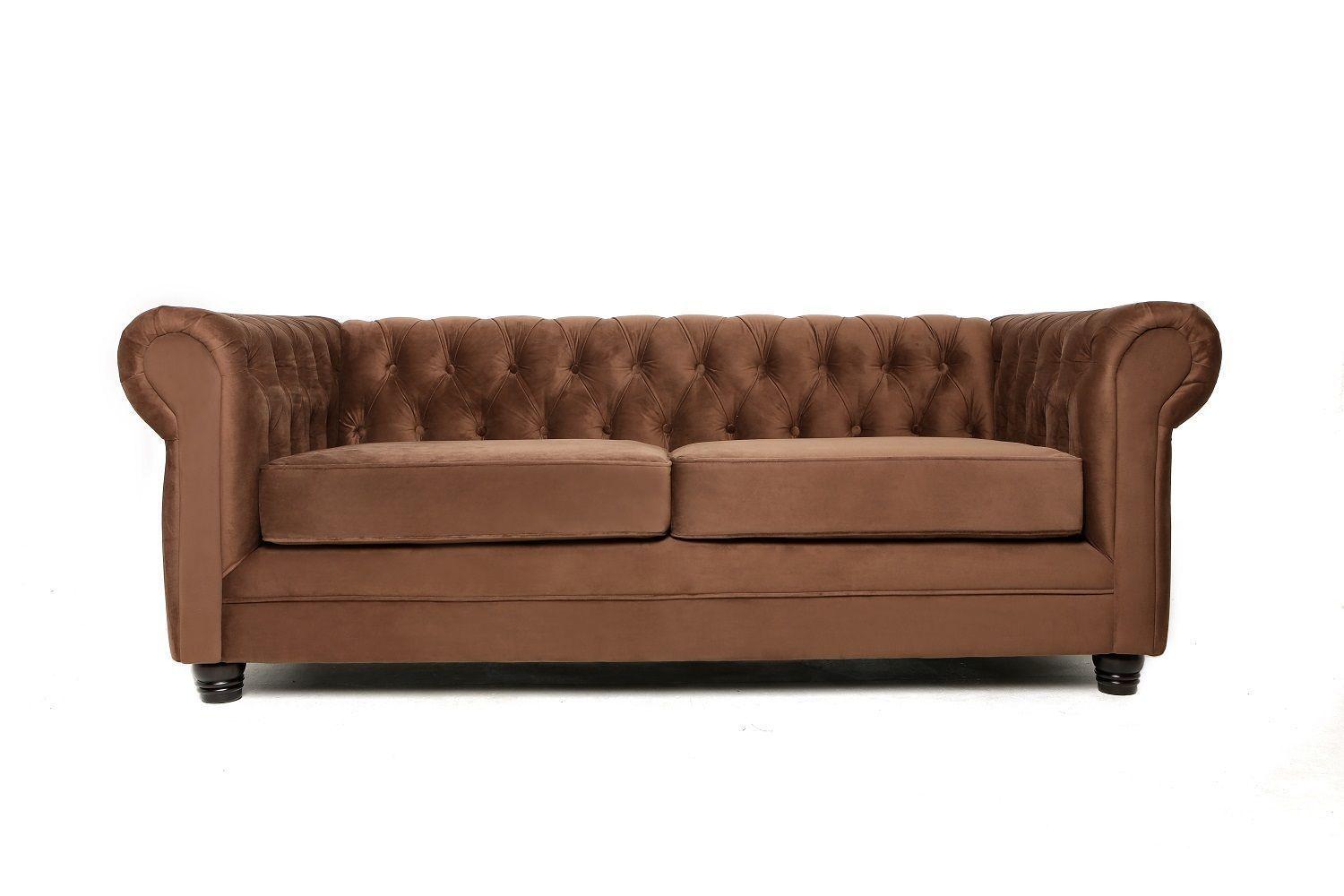 Sofá 3 Cuerpos Chesterfield Velvet Café-0