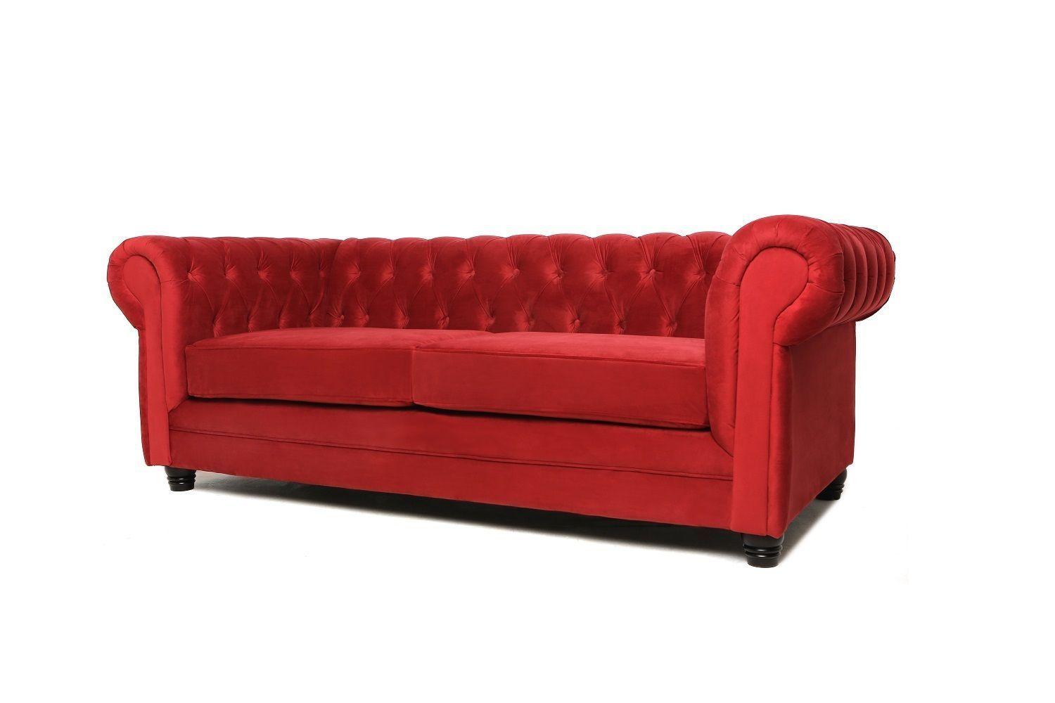 Sofá 3 Cuerpos Chesterfield Velvet Rojo-1
