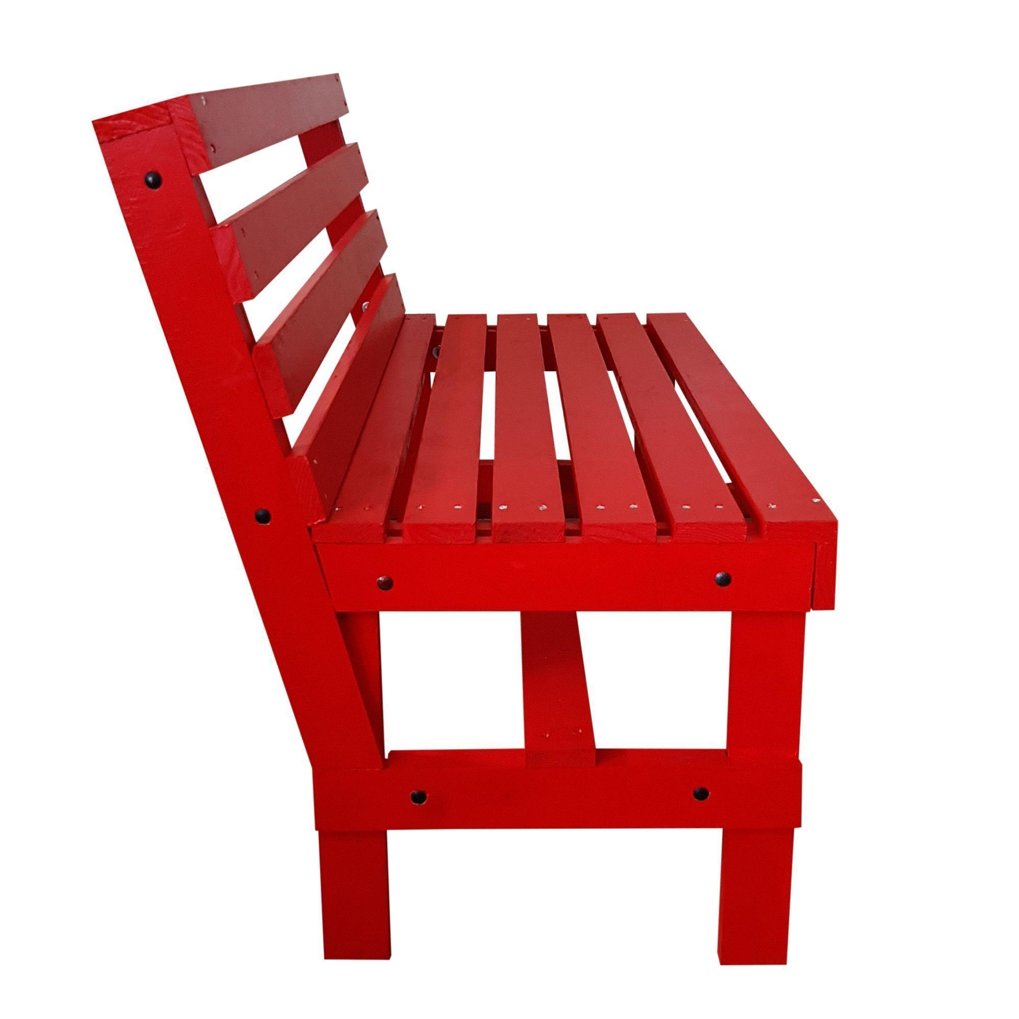 Escaño Rojo de terraza rustico en madera -2