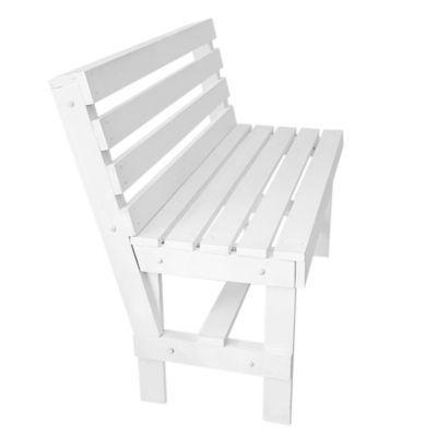Escaño Blanco de terraza rustico en madera -0