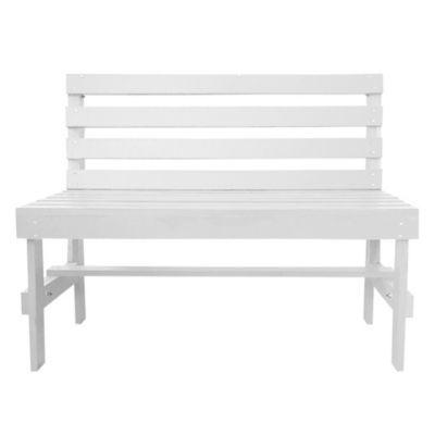 Escaño Blanco de terraza rustico en madera -3