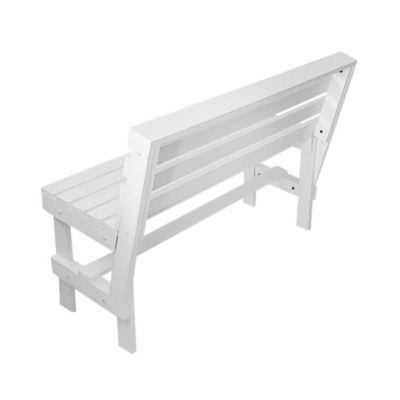 Escaño Blanco de terraza rustico en madera -5