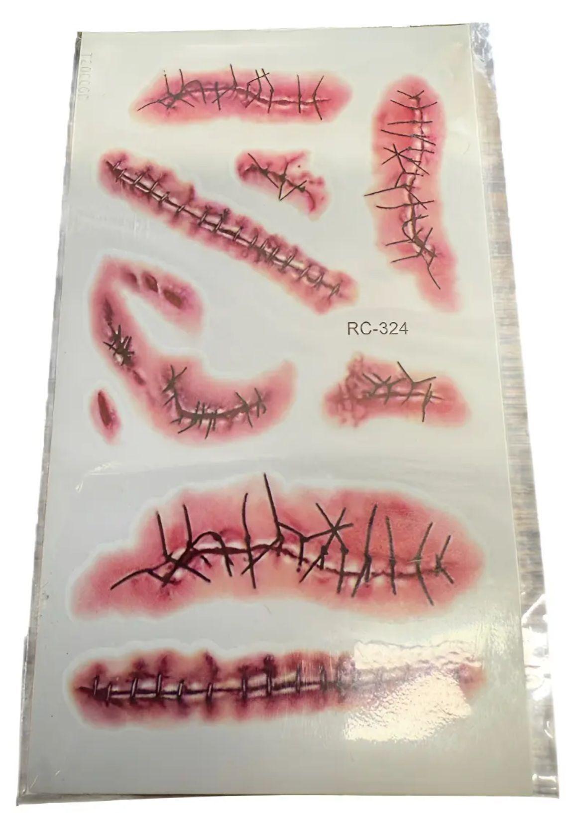Tatuajes Para Halloween Zombie Cicatrices Heridas RC 324-1
