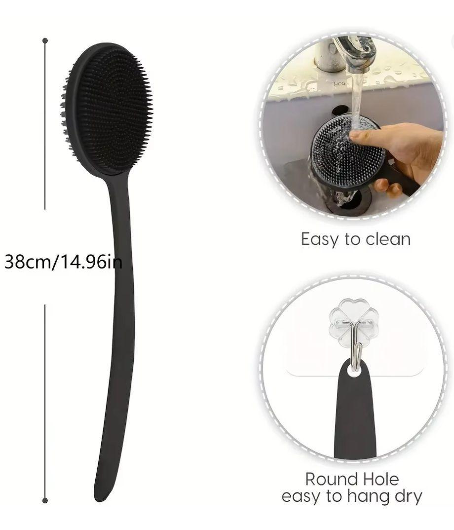Cepillo Silicona Para Ducha Exfolia Masaje Mango Largo-3