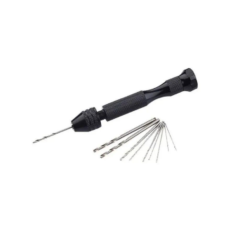 Set Mini Taladro Manual De Mano Con 10 Brocas Micro-0