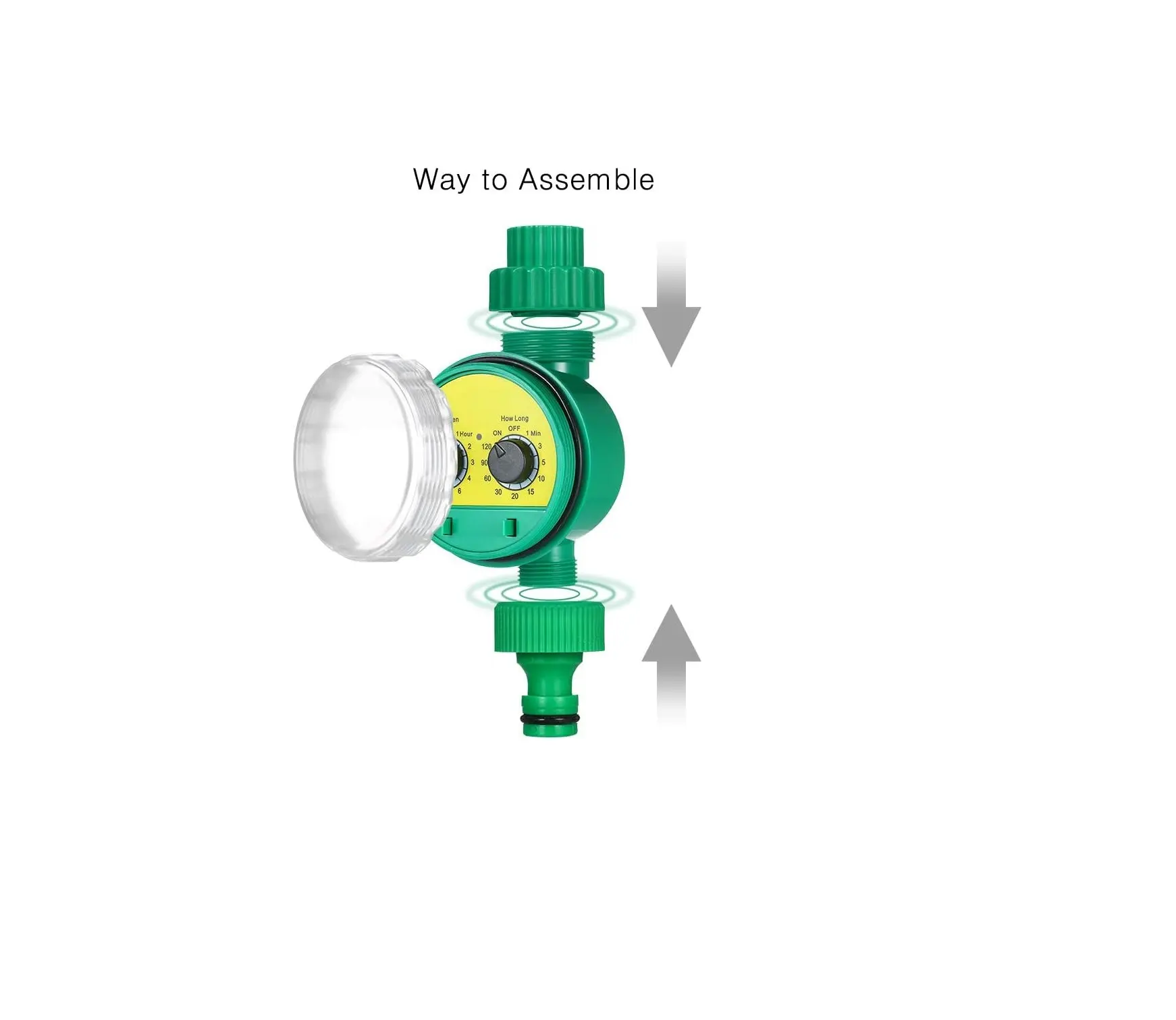 Temporizador De Riego Análogo 2 Diales Automático Válvula Color Verde-1