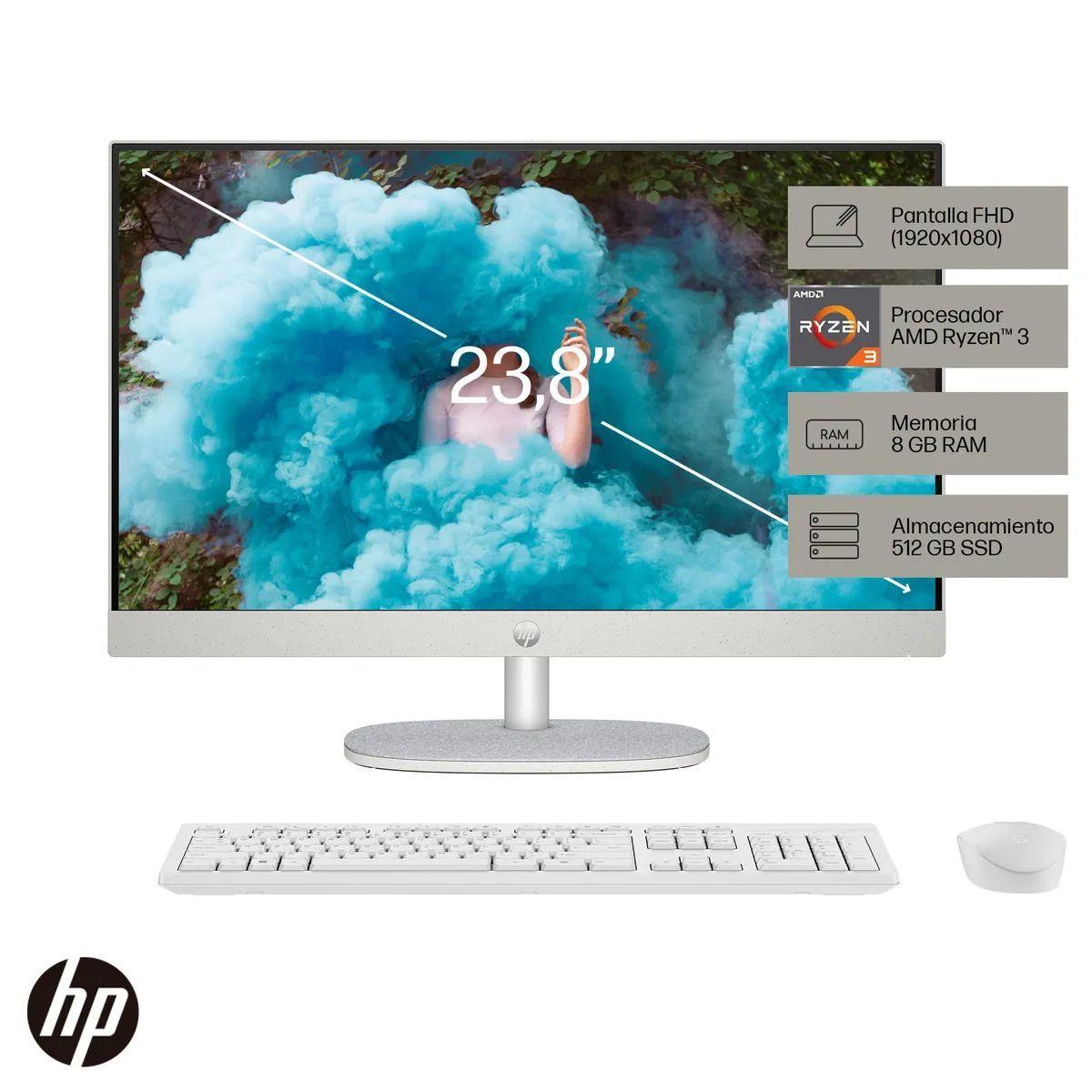 All In One HP 24-cr0019la AMD Ryzen 3 8GB RAM 512GB SSD-1