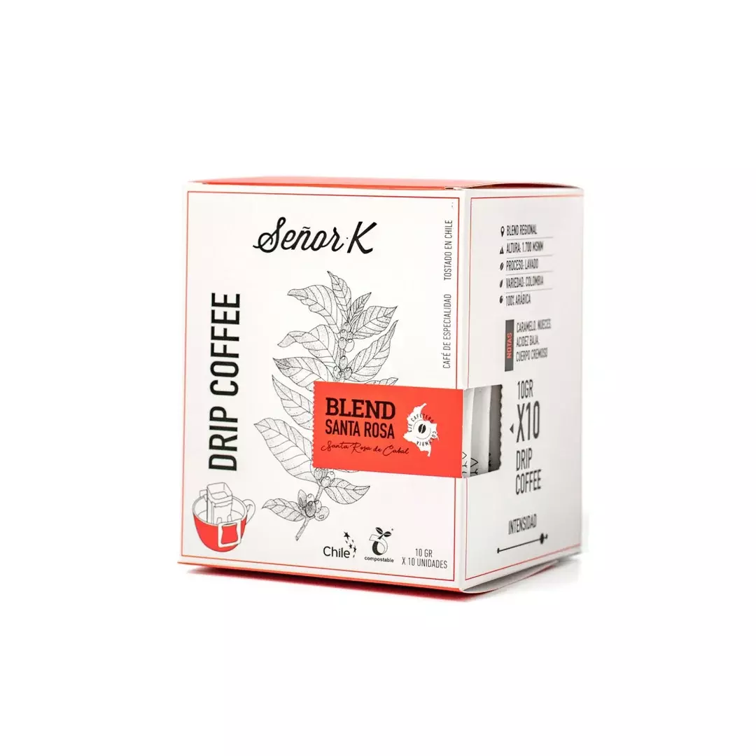 Drip Coffee Blend Santa Rosa 10 grs x 10 Unidades Colombia SEÑOR K-0