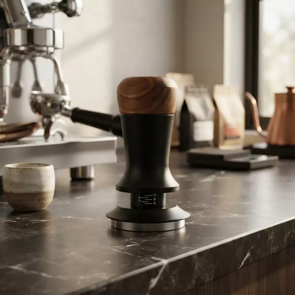 Tamper 51mm Ajustable Cafetera Espresso Circular Madera-2