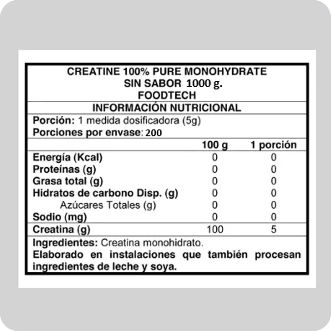 Creatine 100% Pure Monohydrate 300 grs FOODTECH-1