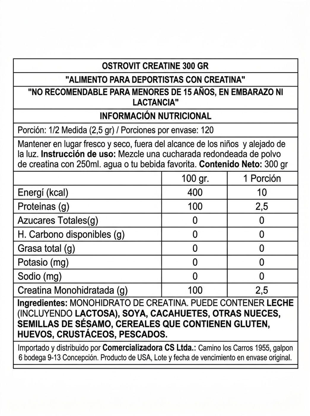 Creatine Monohydrate 300 grs OSTROVIT-1
