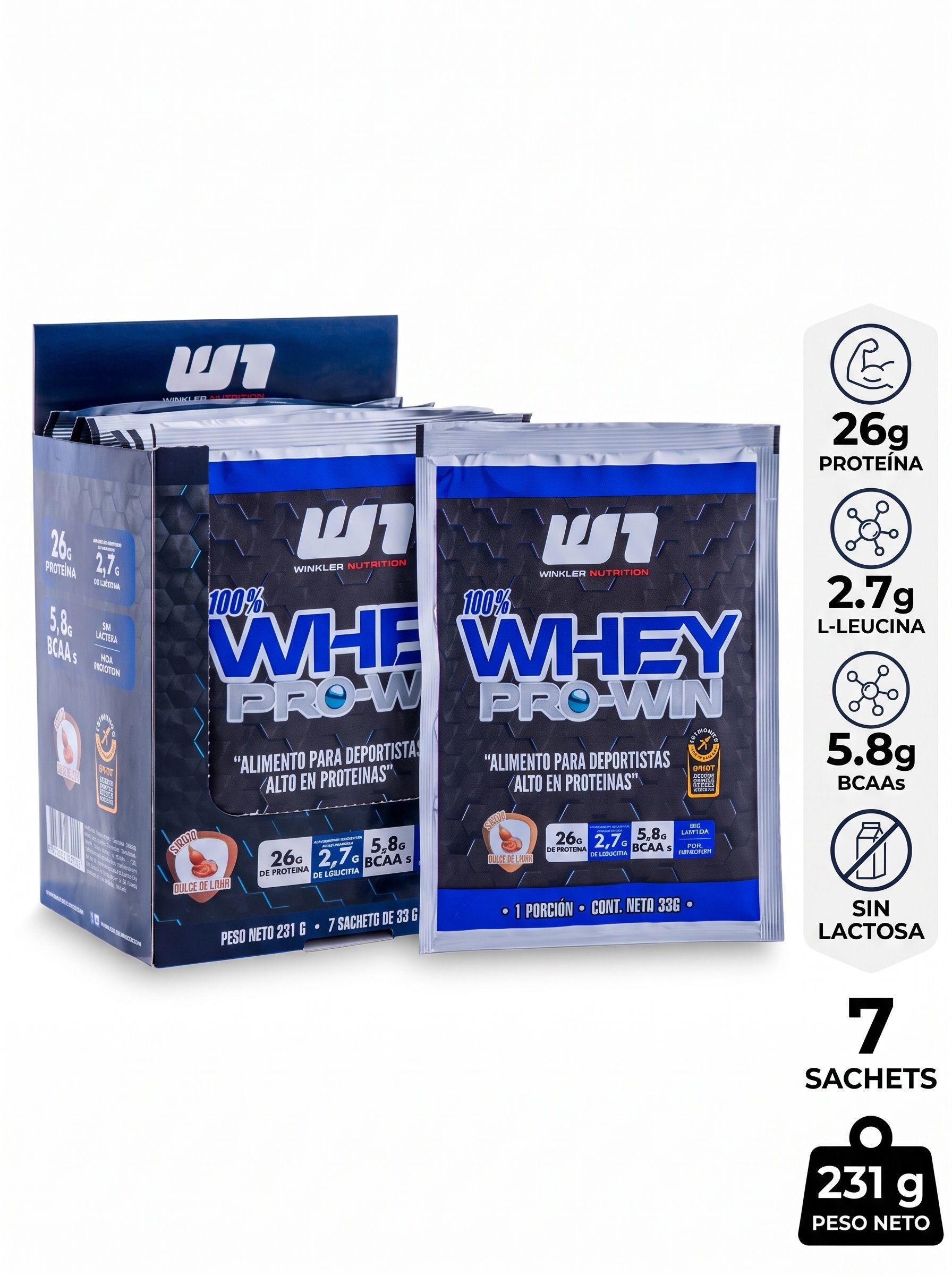 Caja Sachet 100% Whey Pro Win 7 uds Dulce de Leche-0
