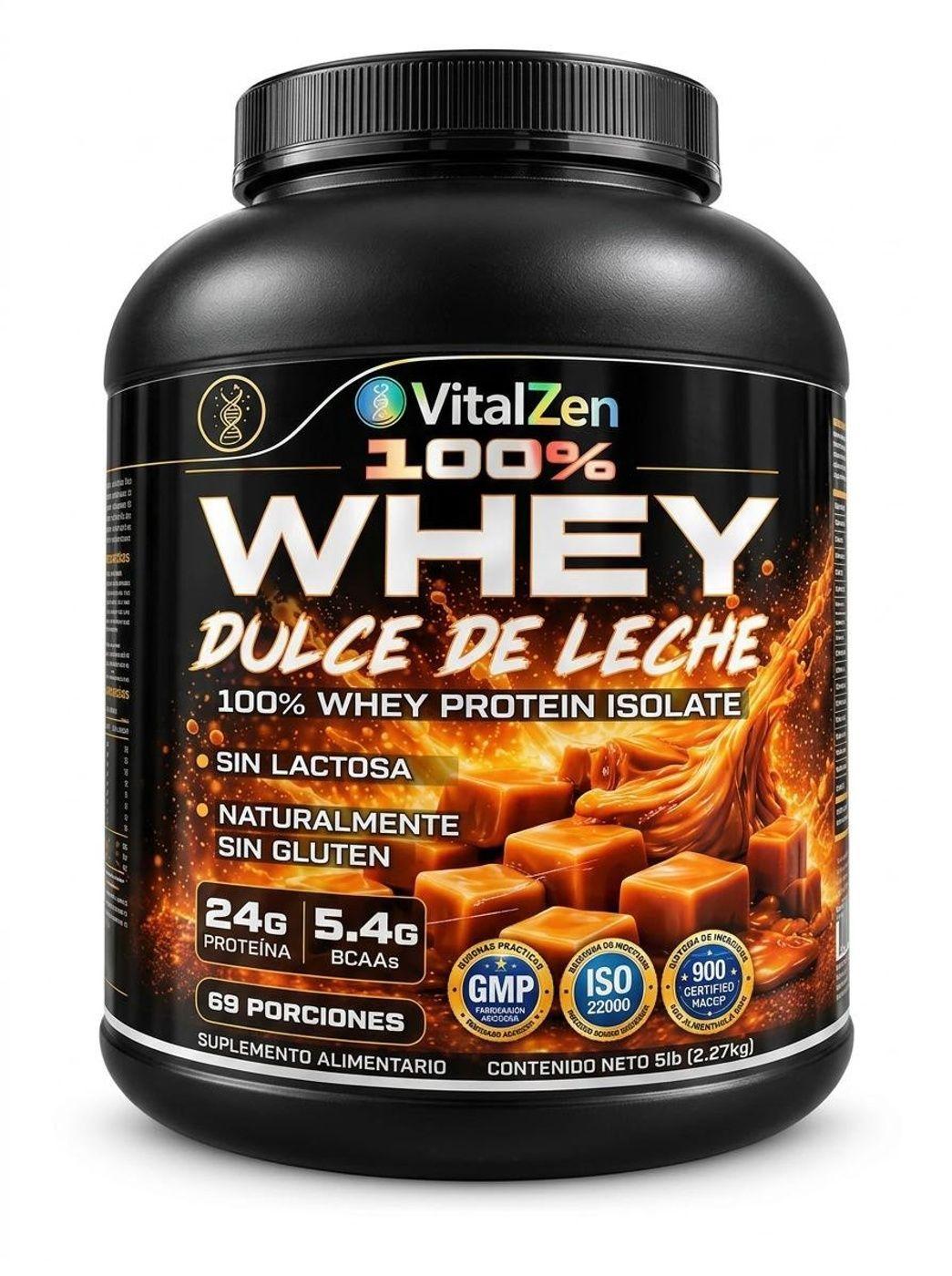 100% Whey Protein Isolate 5lbs Dulce de Leche VITALZEN-0