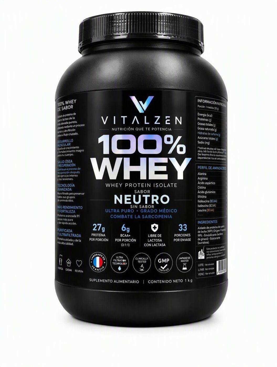 100% Whey Protein sin Lactosa 2Lbs Neutro VITALZEN-0