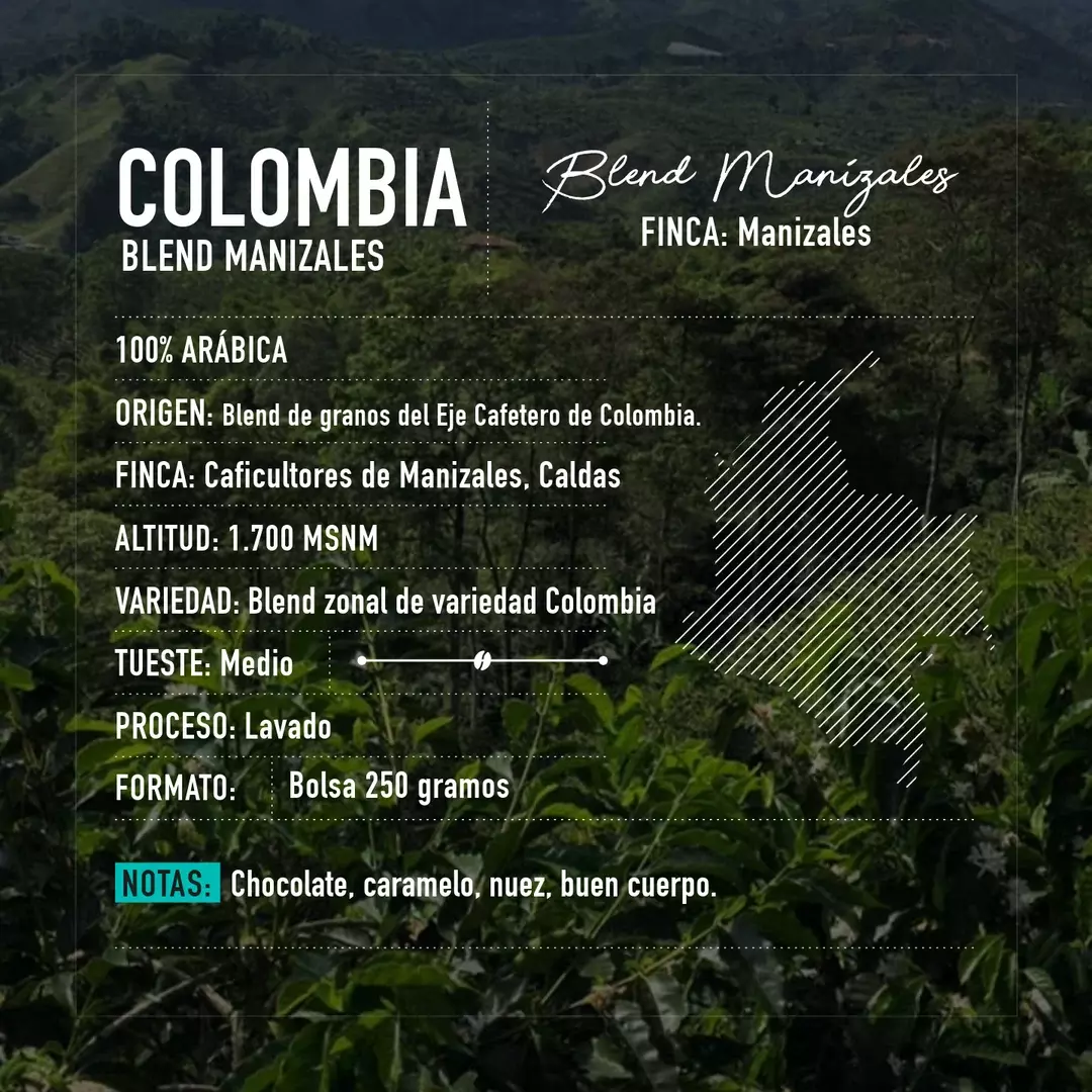 Cafe Blend Manizalez Grano Entero 250 grs Colombia SEÑOR K-2