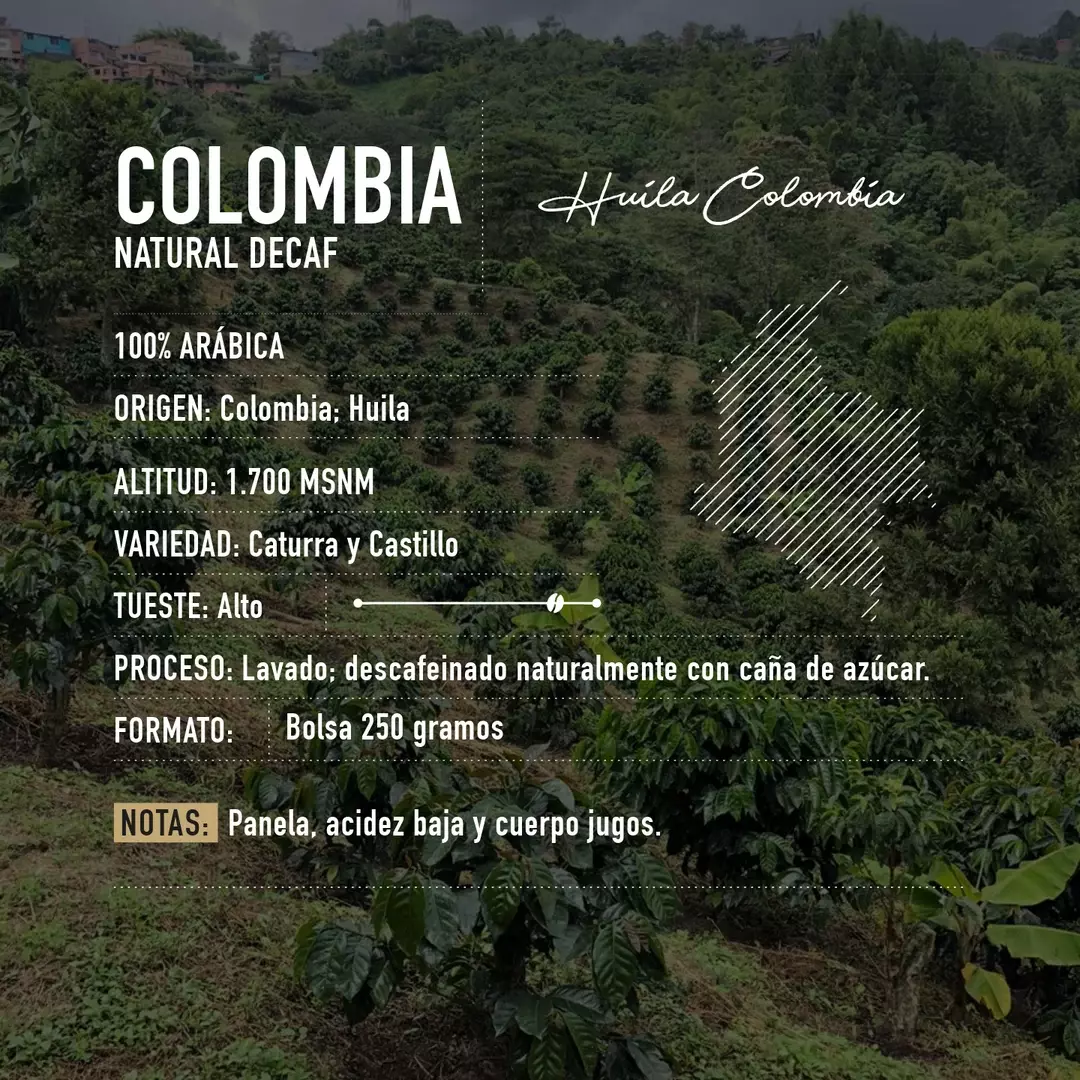 Cafe Descafeinado Natural Decaf Grano Entero 250 grs Colombia SENOR K-2