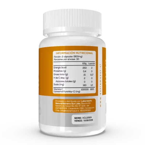 Vitamina C Liposomal 800 mg 60 Capsulas EXTREMO SUR-1