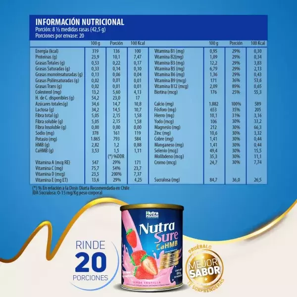 Nutrasure CaHMB 850 grs Frutilla NUTRA PHARM-1