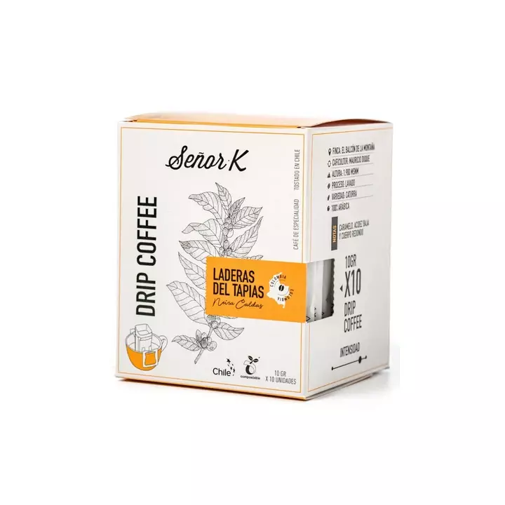 Drip Coffee Laderas del Tapia 10 grs x 10 Unidades Colombia SEÑOR K-0