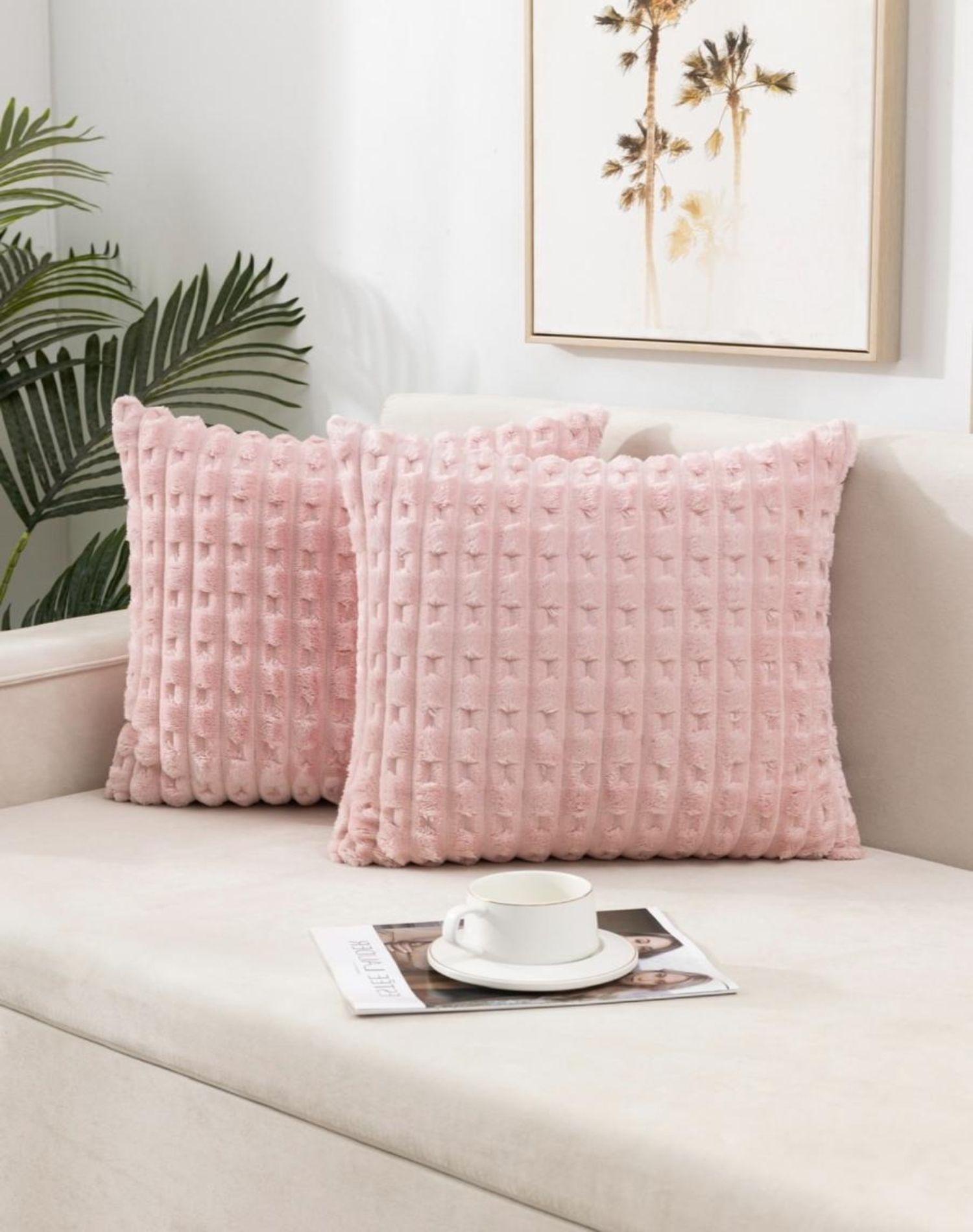 Set de 4 Fundas de Cojín Estilo Bambú Rosa-2