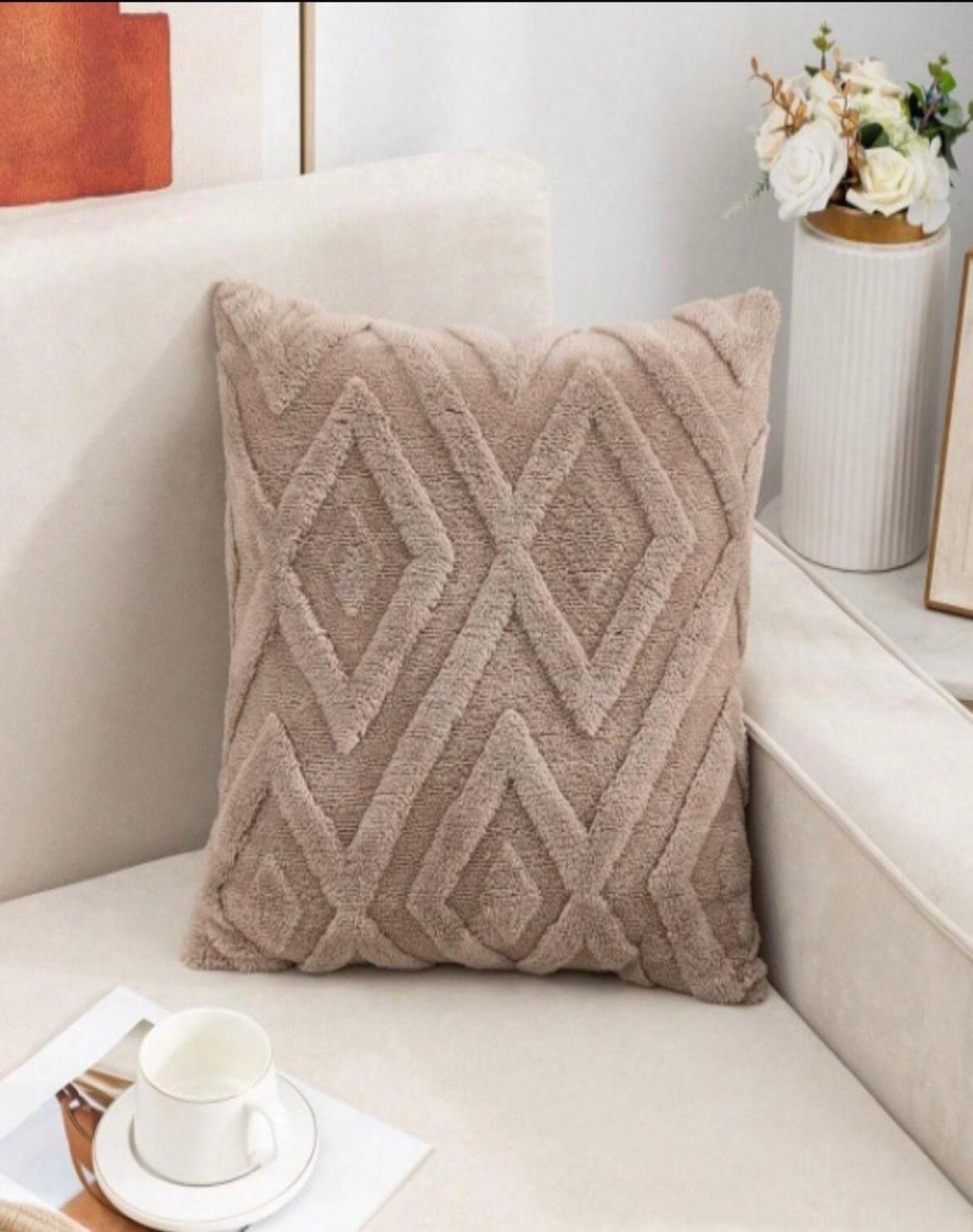 Set de 4 Fundas de Cojín Estilo Trenzado-Marrón-1