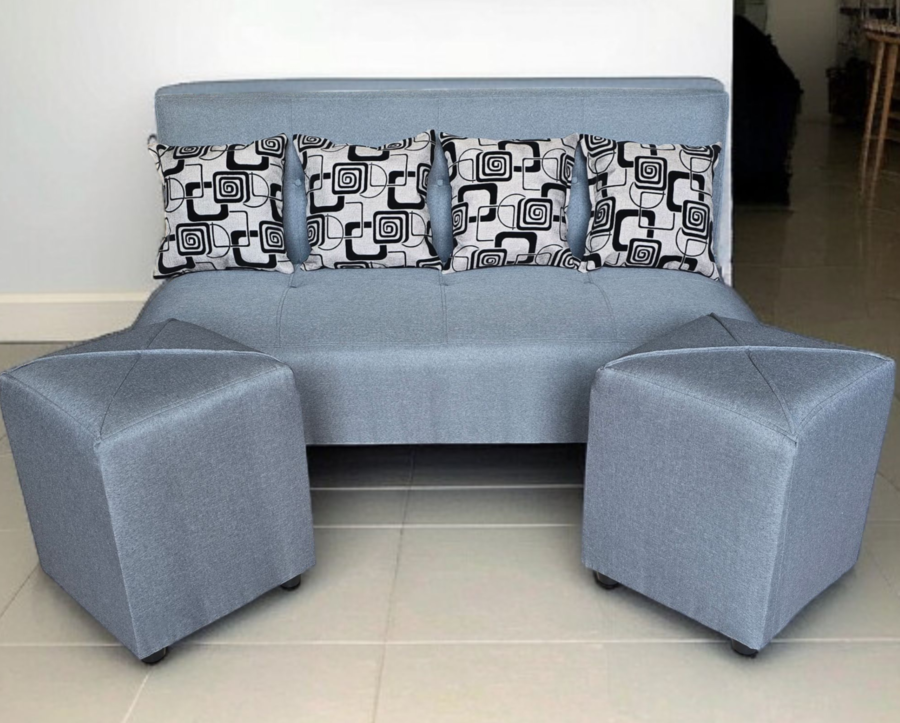 Futon 2 de Cuerpos de 1.50 cm+ 2 puff+ 2 cojines -2