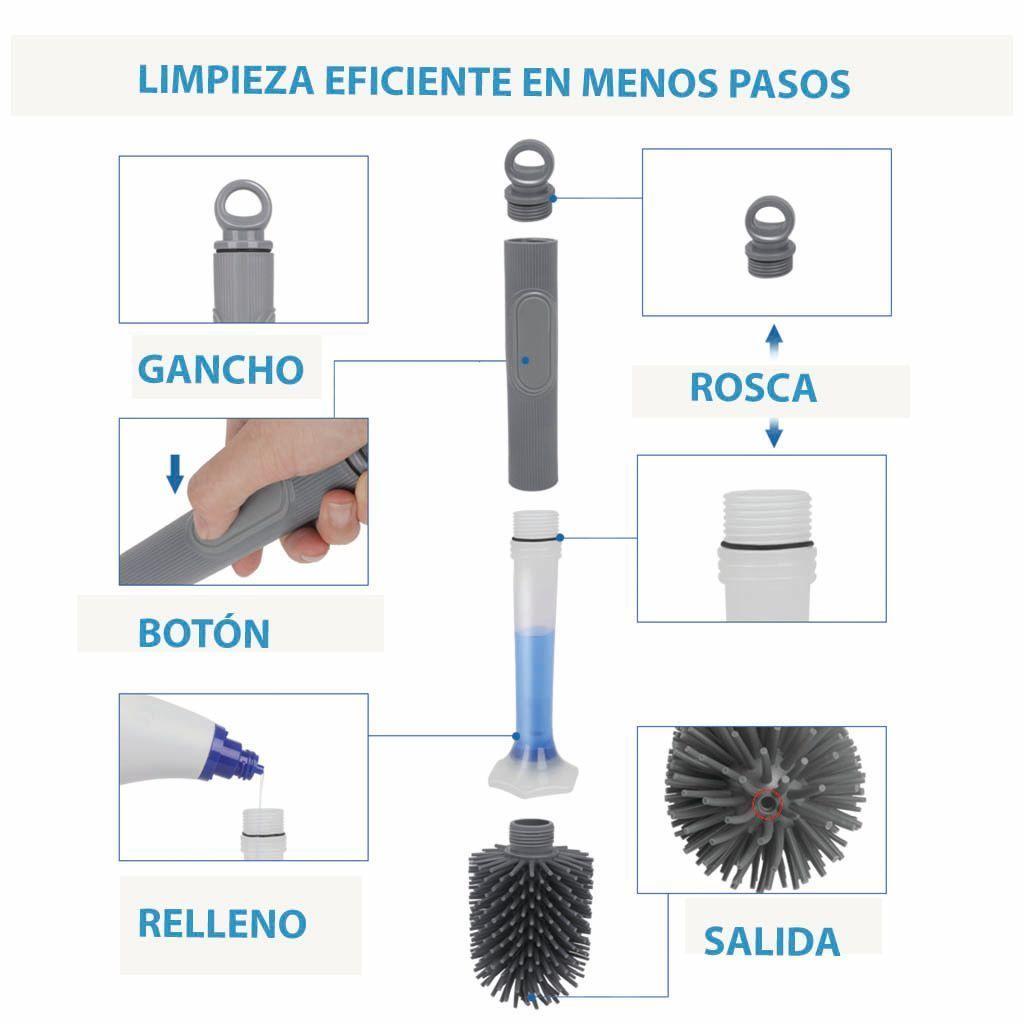 4 ESCOBILLAS DE BAÑO CON DISPENSADOR DE DETERGENTE CHASCON-6