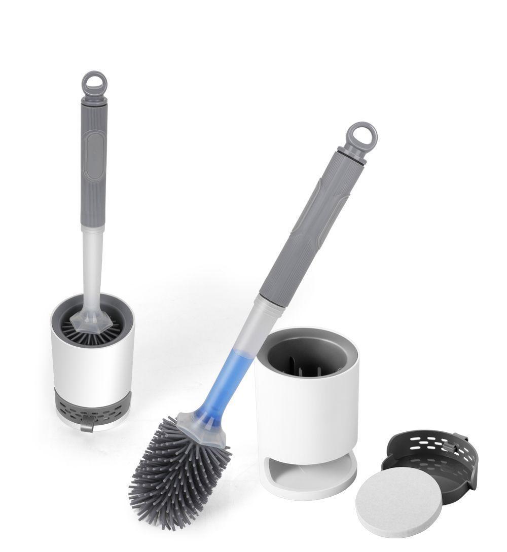 2 ESCOBILLAS DE BAÑO CON DISPENSADOR DE  DETERGENTE CHASCON-4