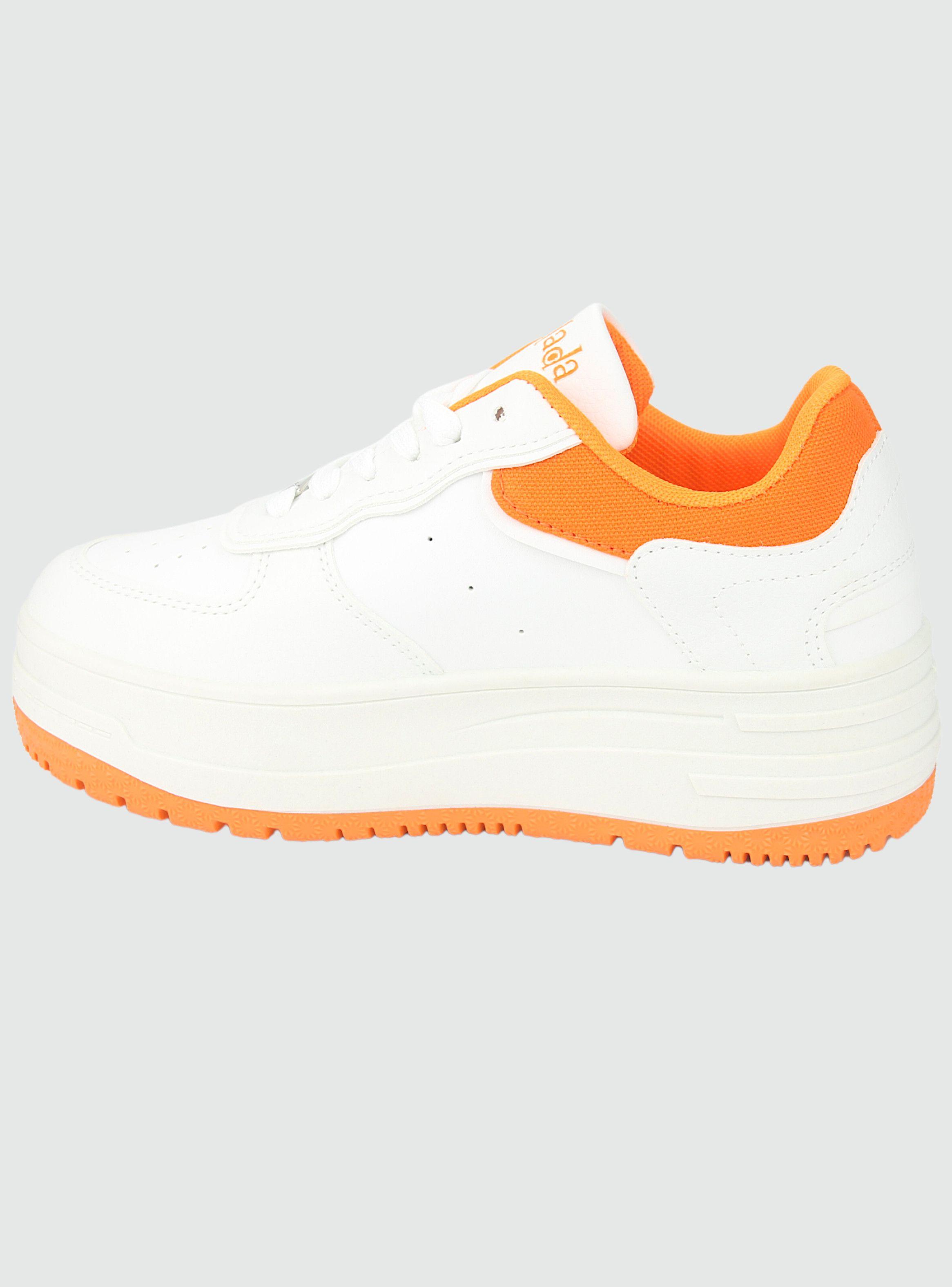 Zapatilla Chalada Mujer Mitsu-1 Blanco Naranjo Urbano-1