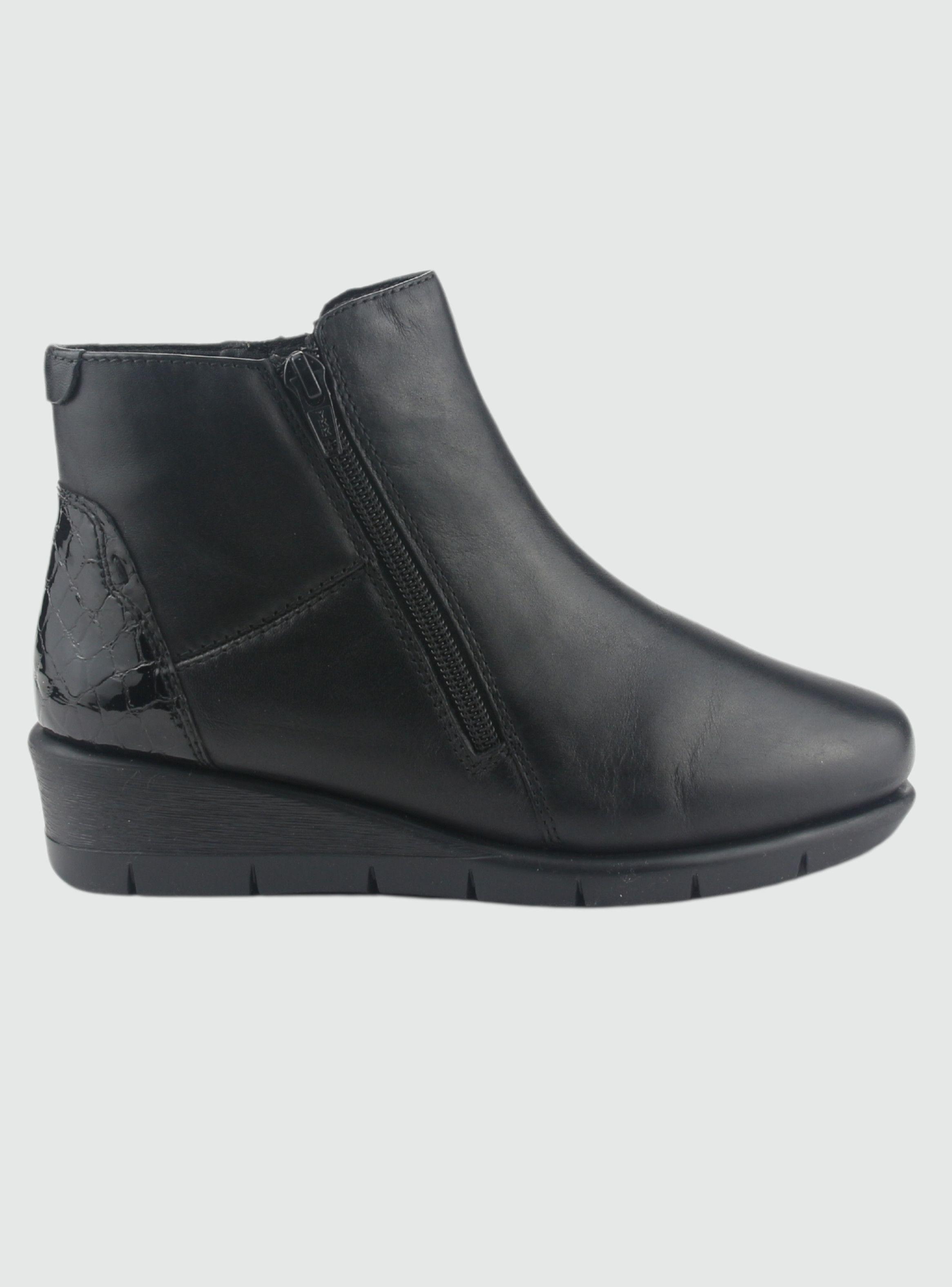 Botin de Cuero Mujer Casual Negro Calafate-0