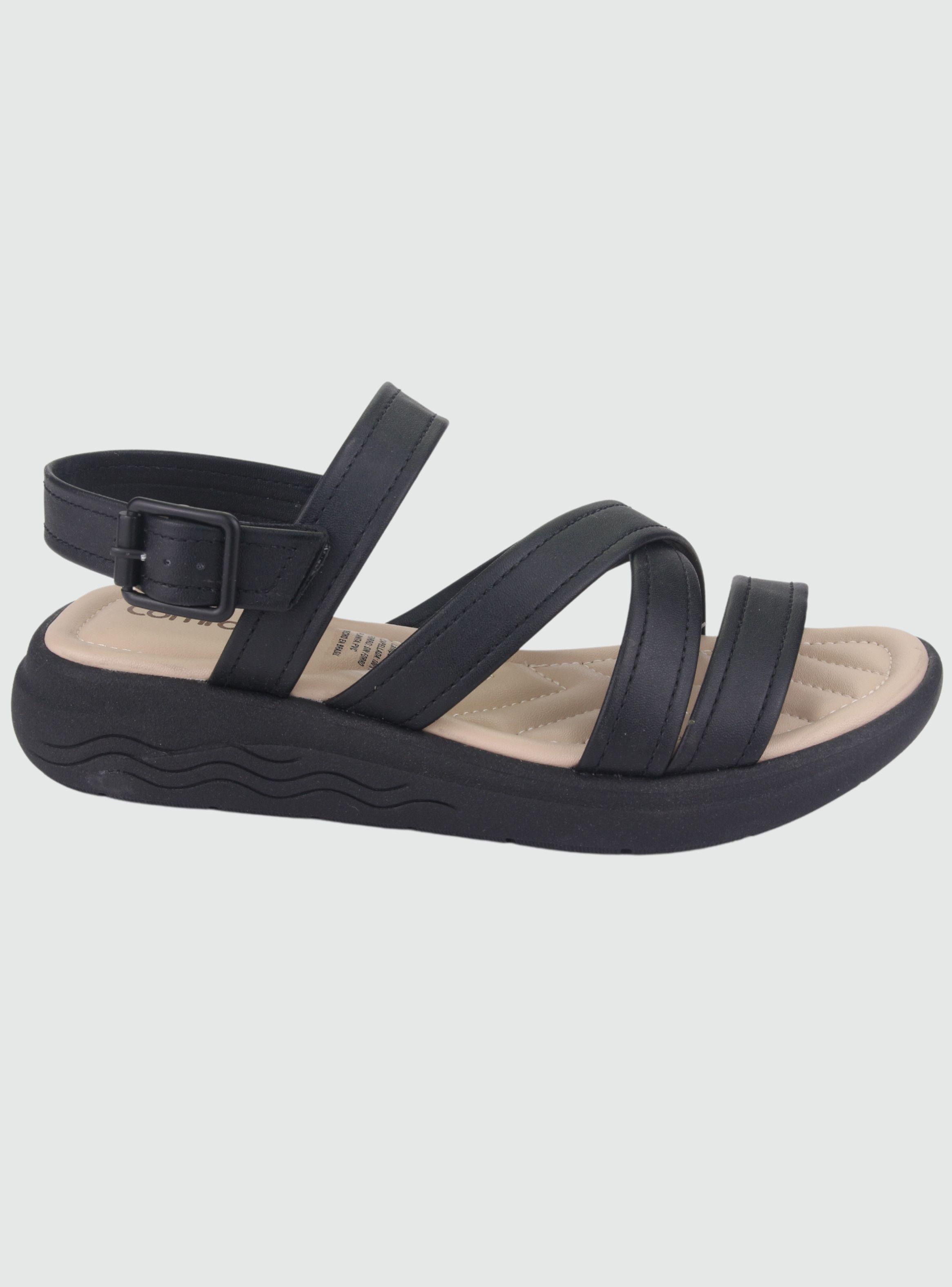 Sandalia Comfortflex Mujer 2261401 Negro Moda-0