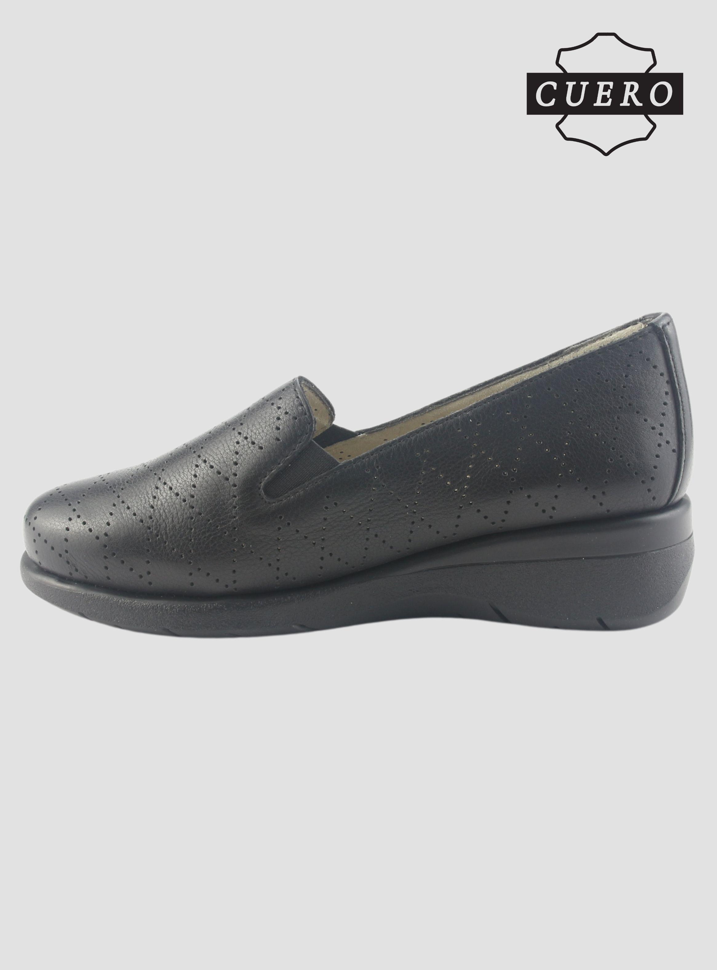 Mocasin de Cuero Chalada Mujer Cala-2 Negro Casual-2