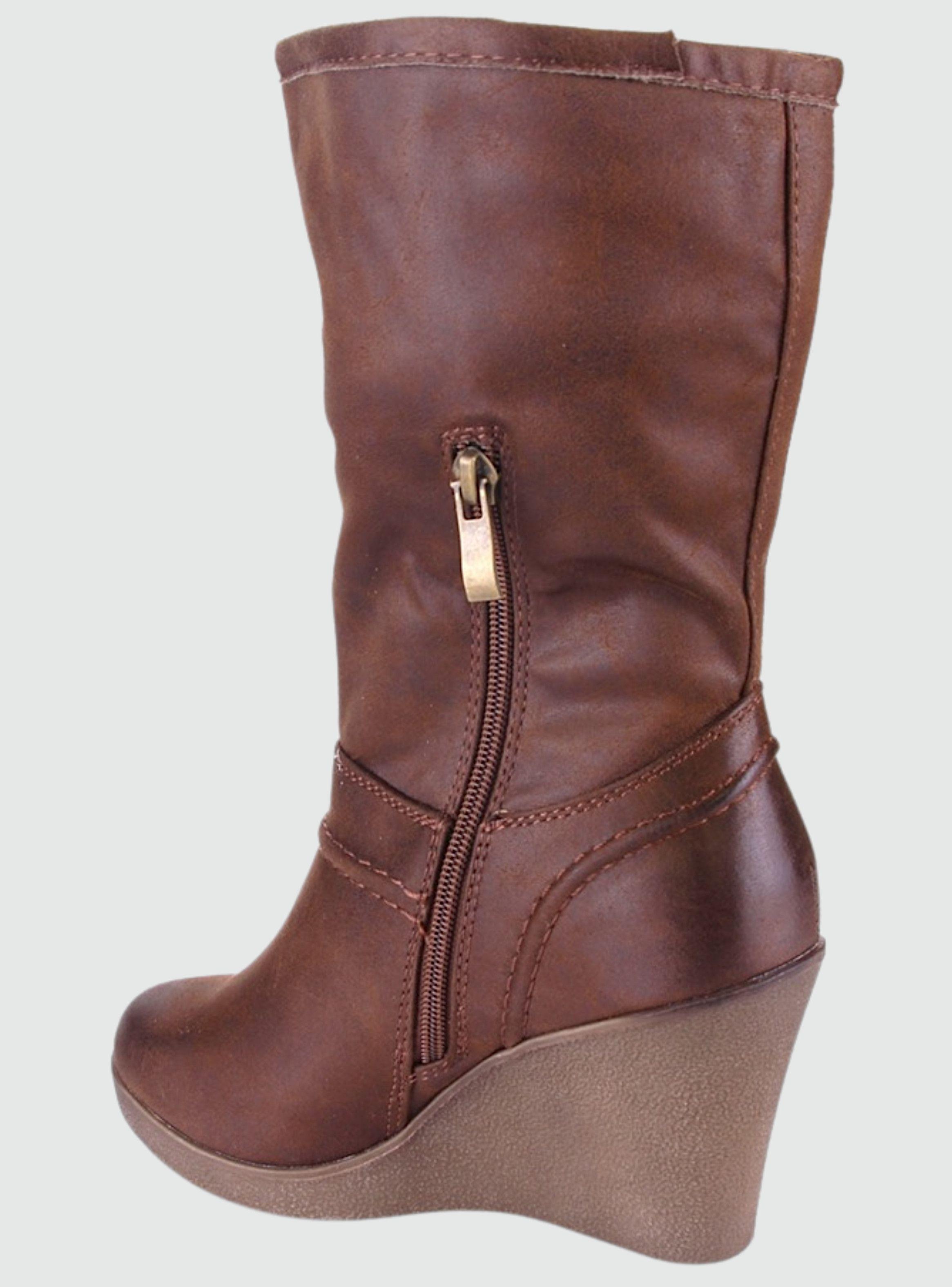 Botin Chalada Mujer Wedge-31 Café Plataforma-1