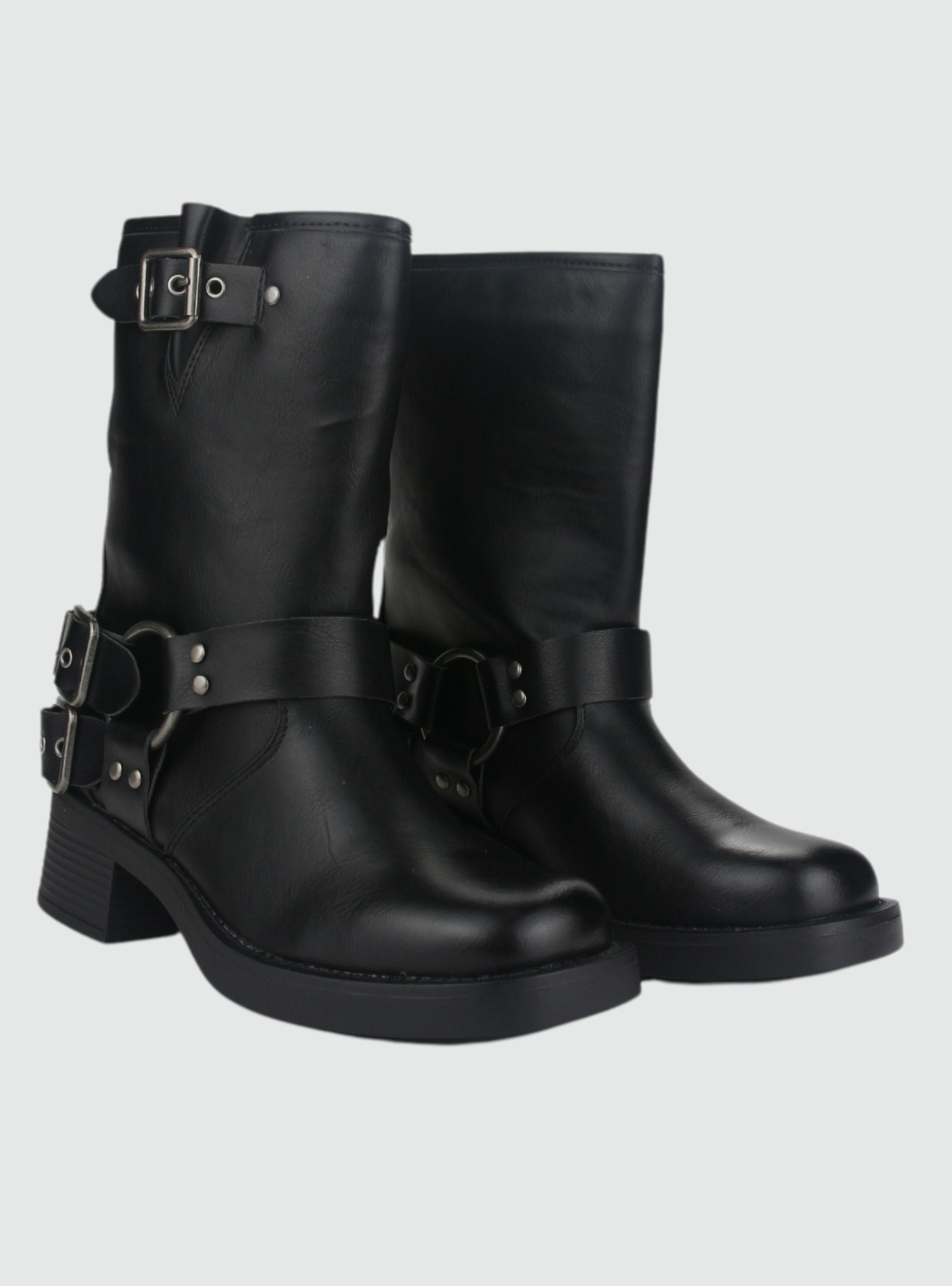 Botin Chalada Mujer Biker-1 Negro Casual-3