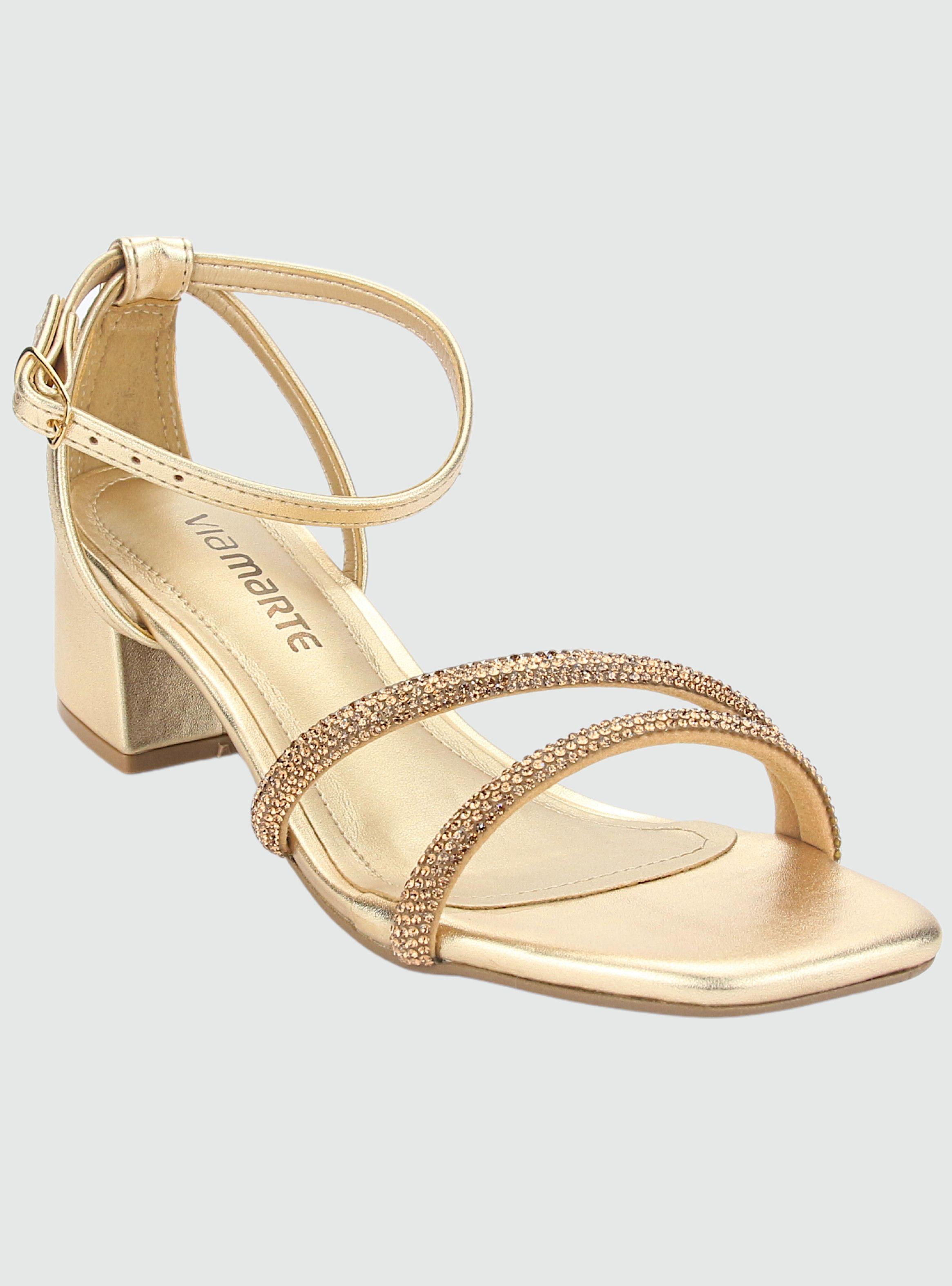 Sandalia Via Marte Mujer 23-9804 Gold Casual-2