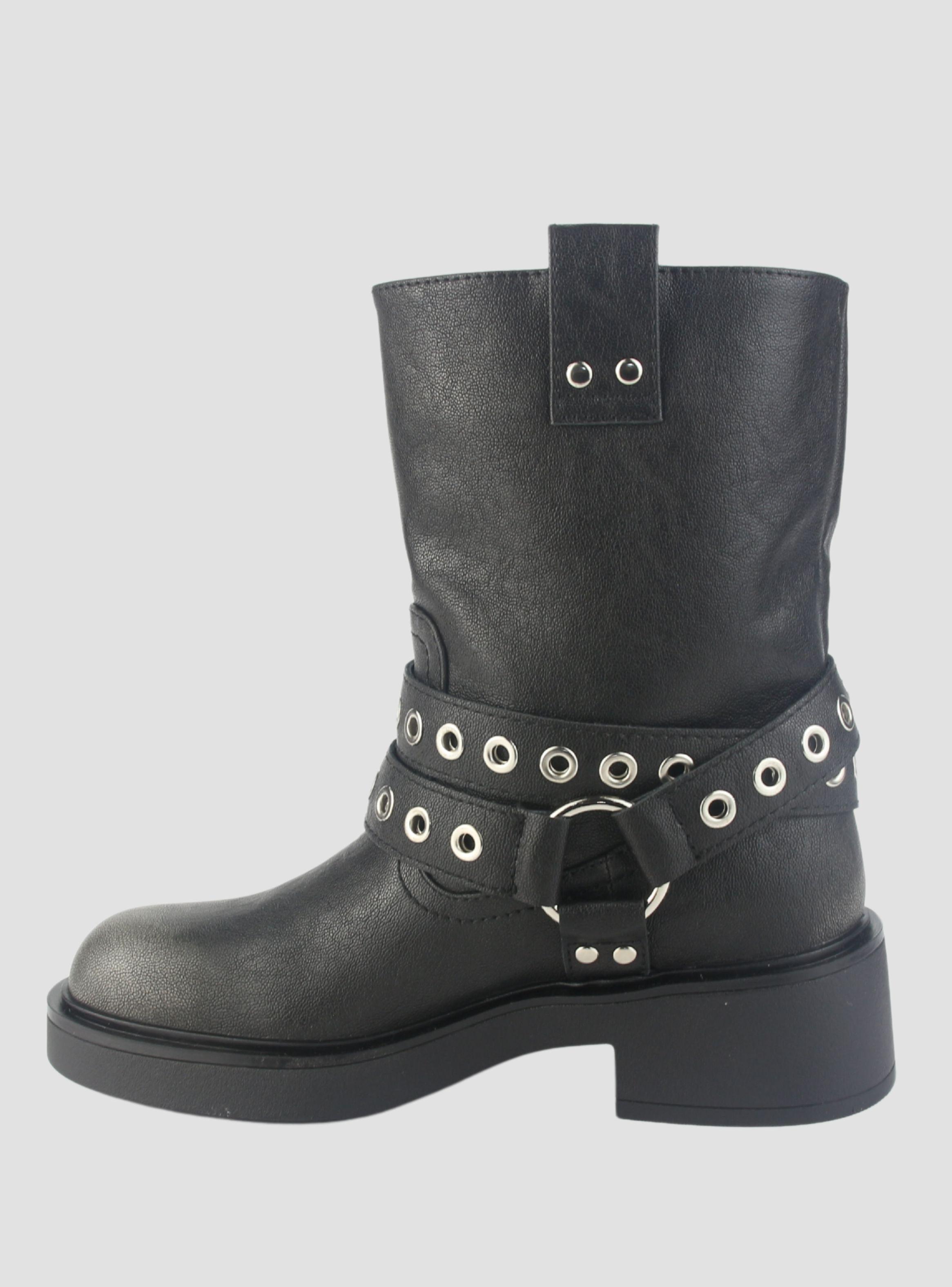 Botin Chalada Mujer Biker-5 Negro Casual-1