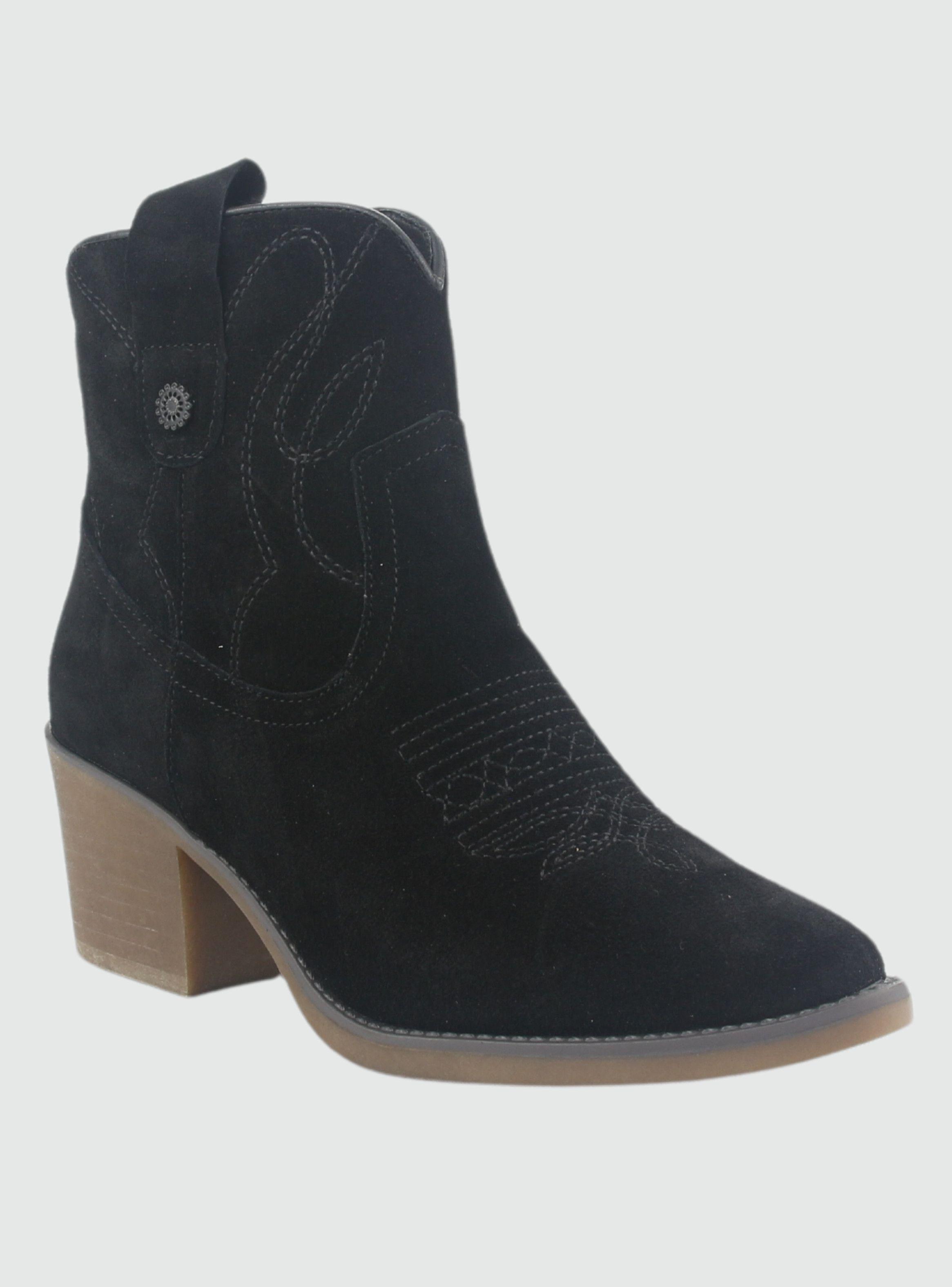Botin de Cuero Mujer Casual Negro Reno-2