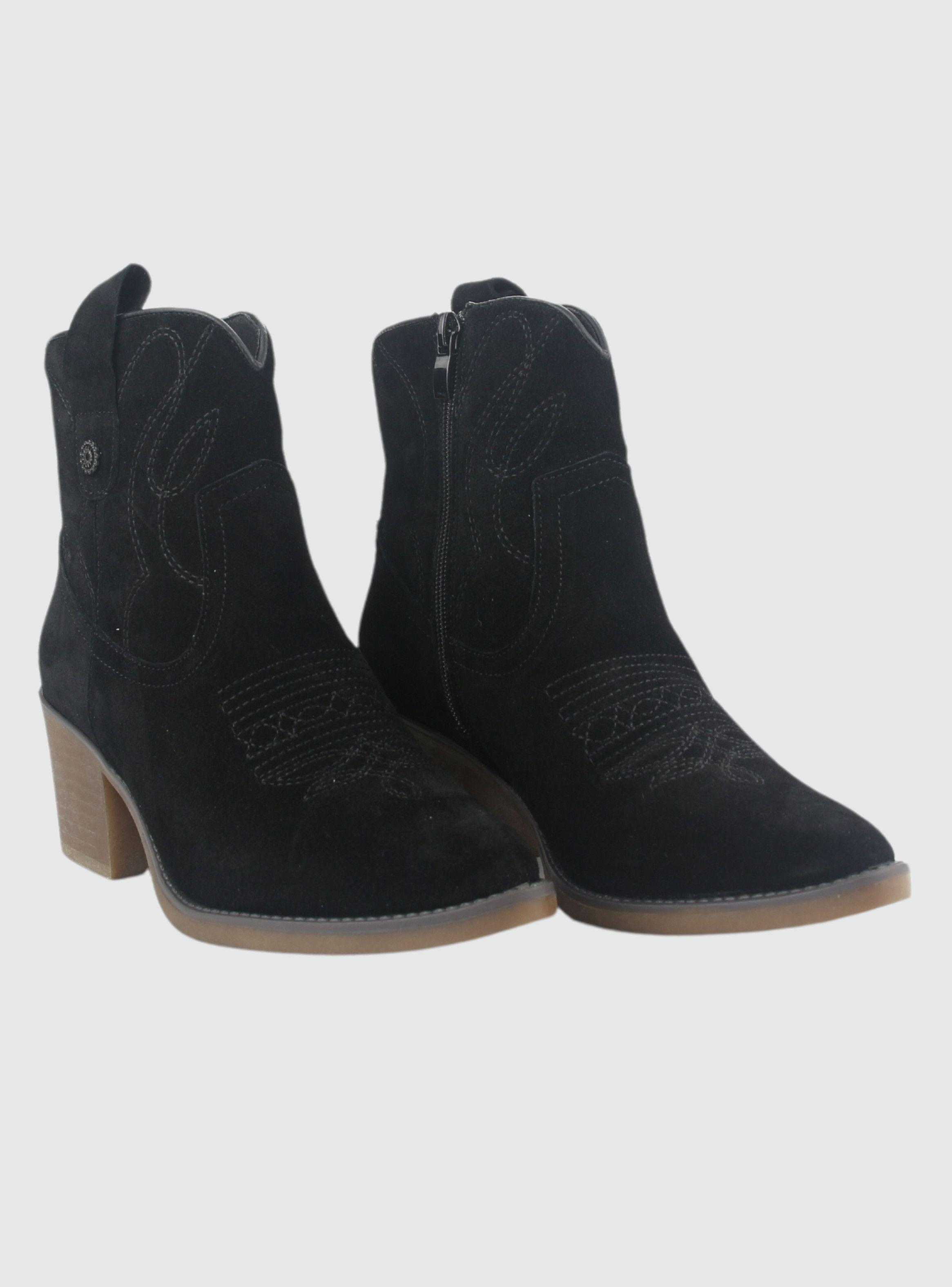 Botin de Cuero Mujer Casual Negro Reno-4