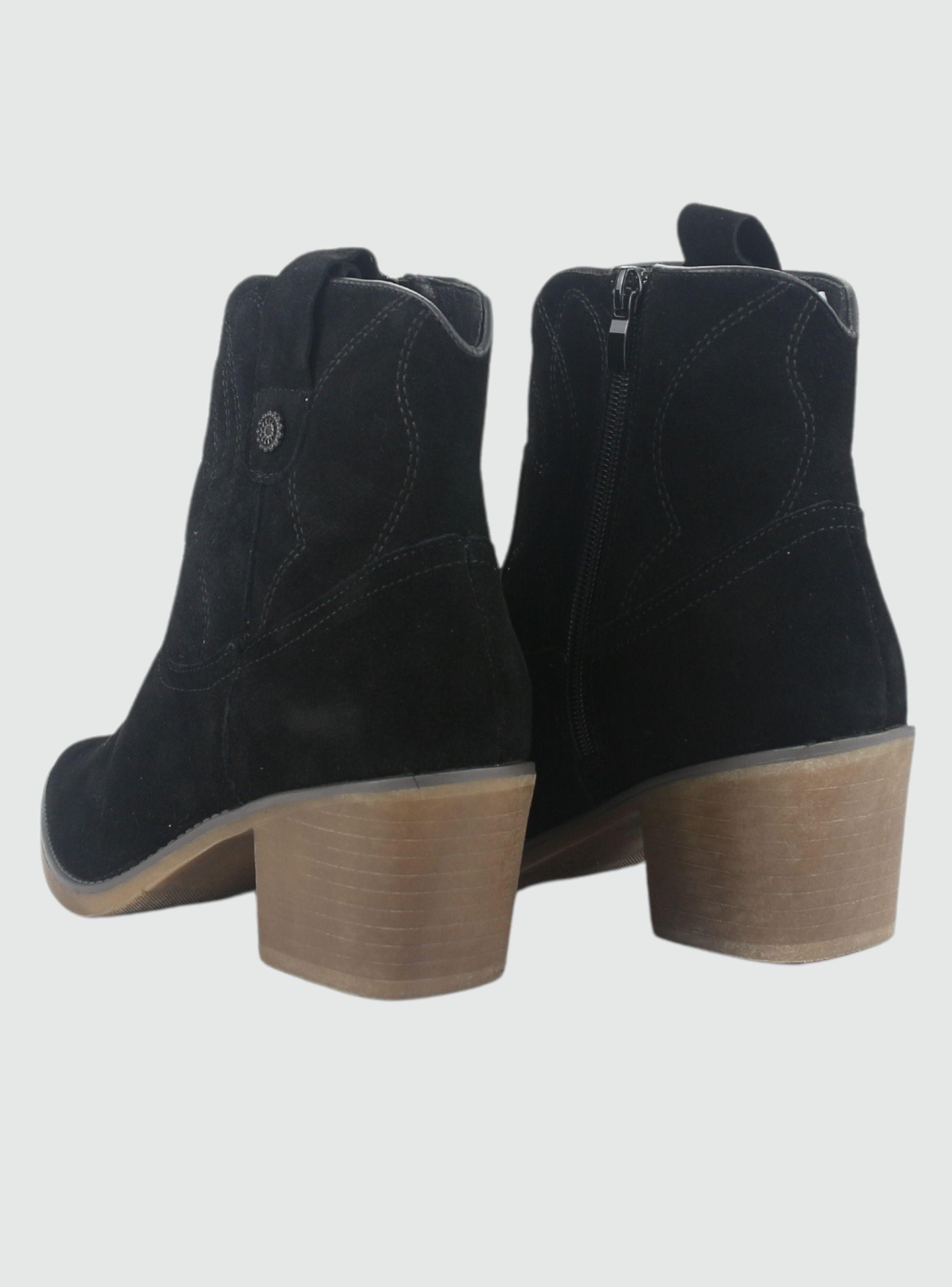 Botin de Cuero Mujer Casual Negro Reno-5