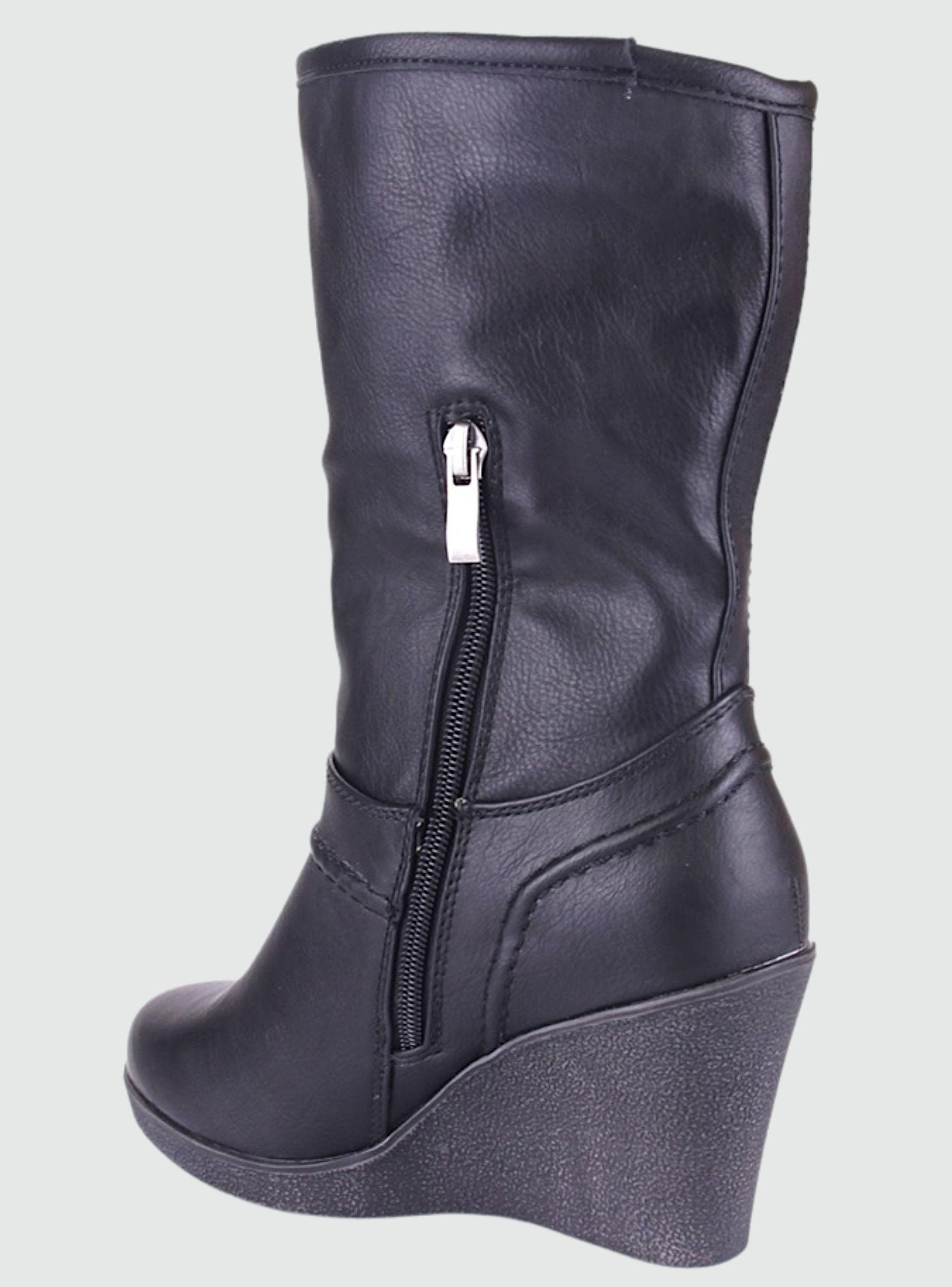 Botin Chalada Mujer Wedge-31 Negro Plataforma-1