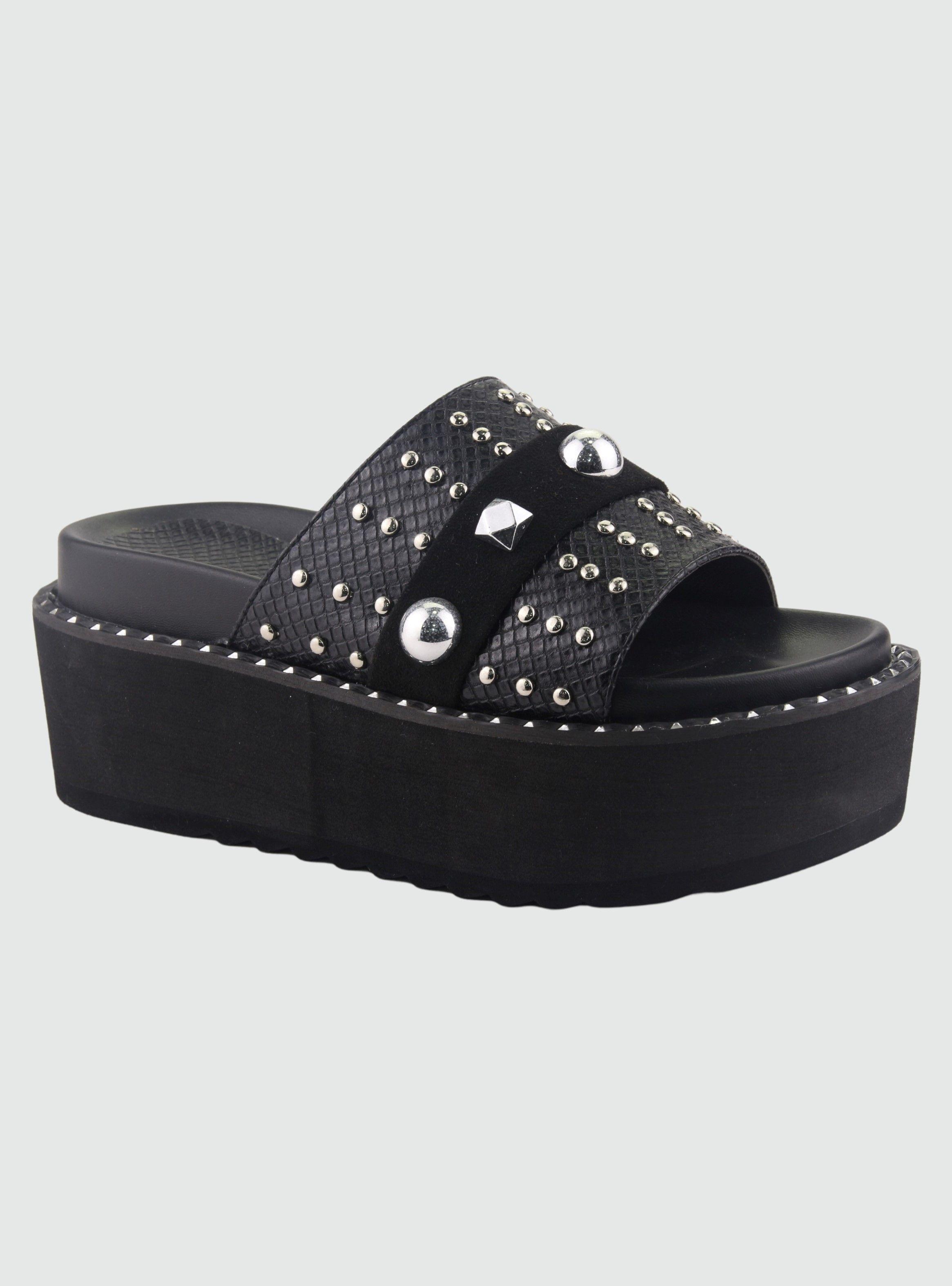 Sandalia Chalada Mujer Villa-4 Negro Plataforma-0