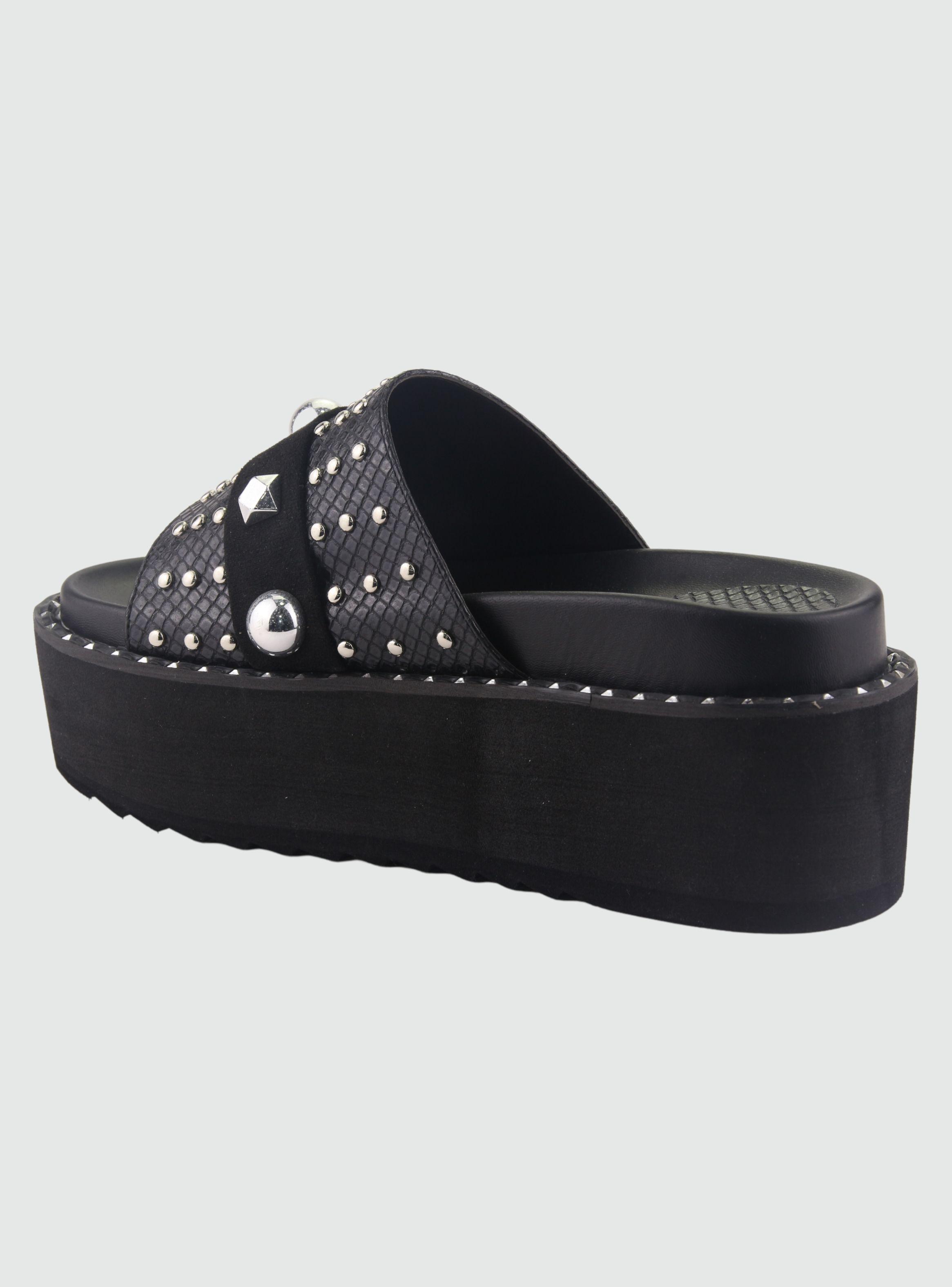 Sandalia Chalada Mujer Villa-4 Negro Plataforma-1