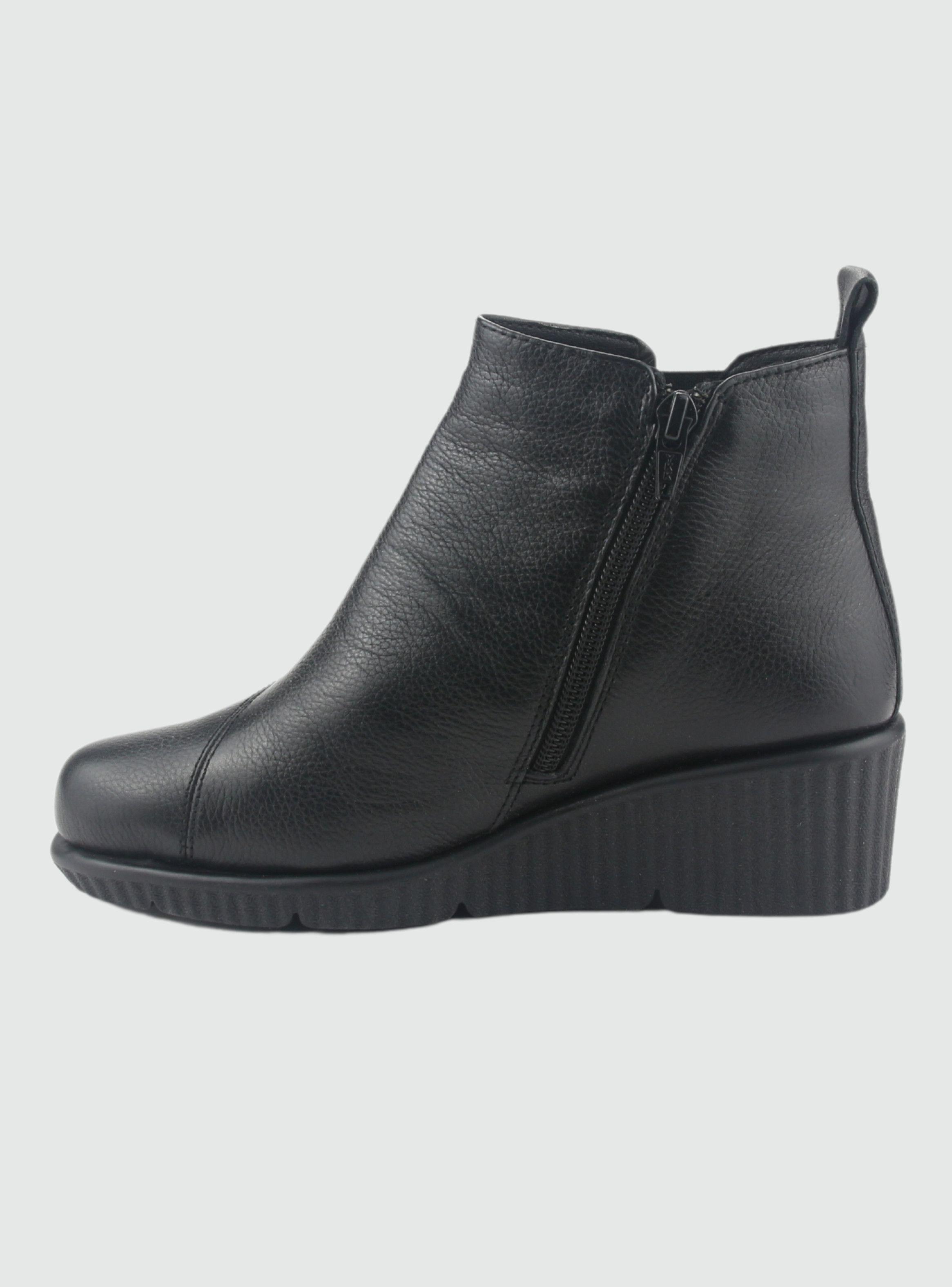 Botin de Cuero Mujer Casual Negro Mosqueta-1